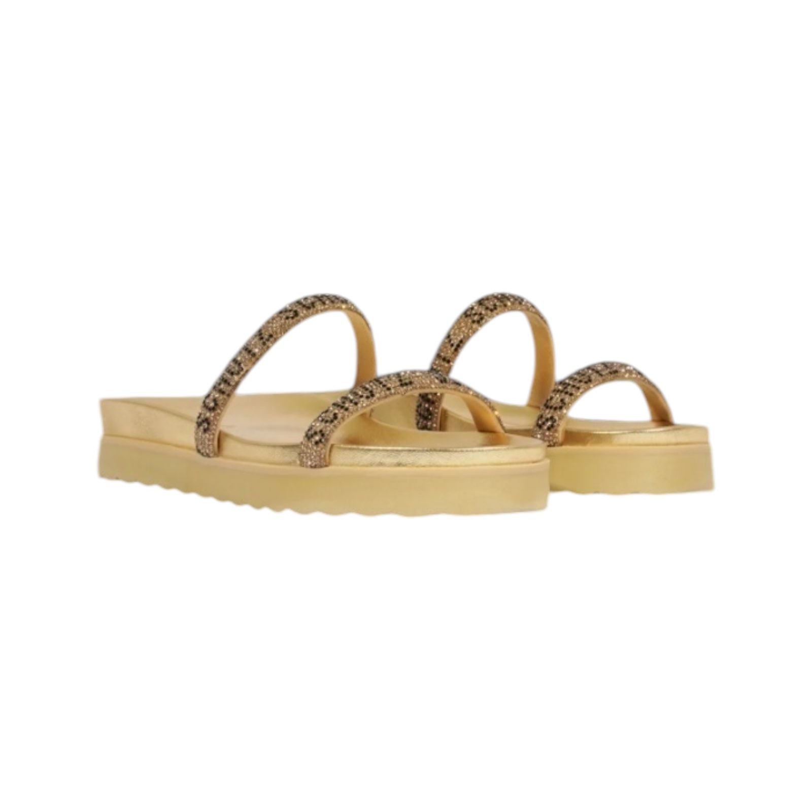 Sandalia Papete Feminina Schutz Tiras Strass Dourado Dourado 2