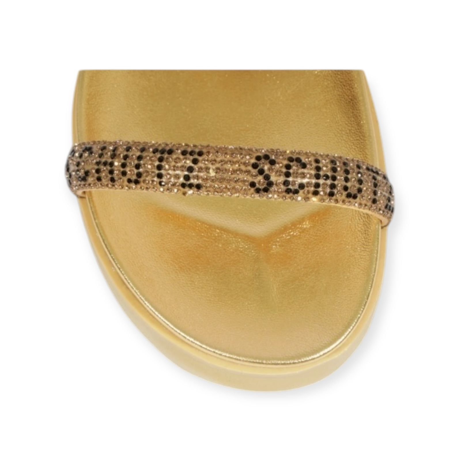 Sandalia Papete Feminina Schutz Tiras Strass Dourado Dourado 3