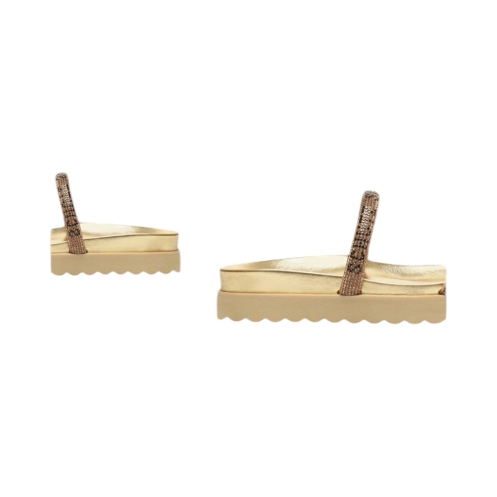 Sandalia Papete Feminina Schutz Tiras Strass Dourado Dourado 4