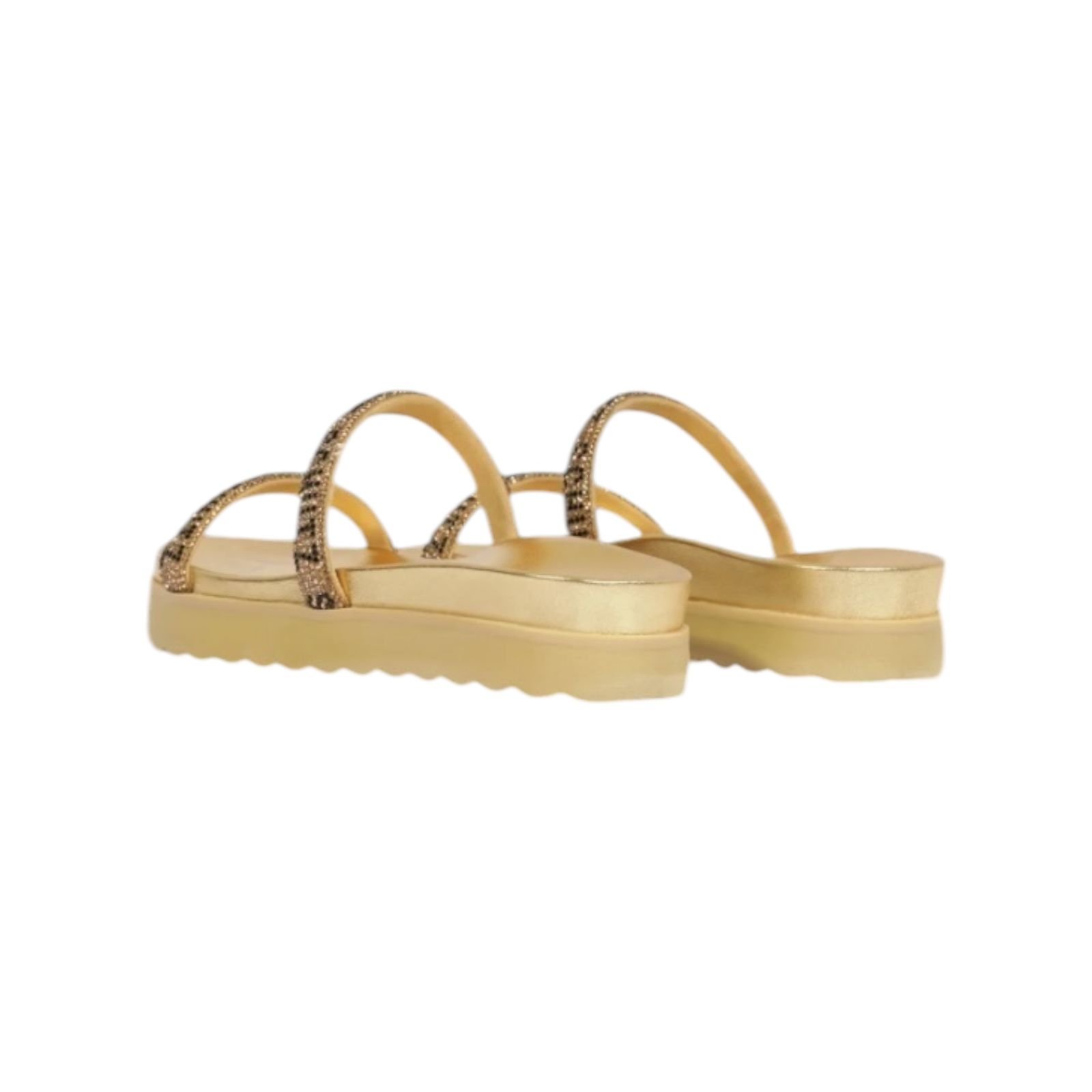Sandalia Papete Feminina Schutz Tiras Strass Dourado Dourado 6