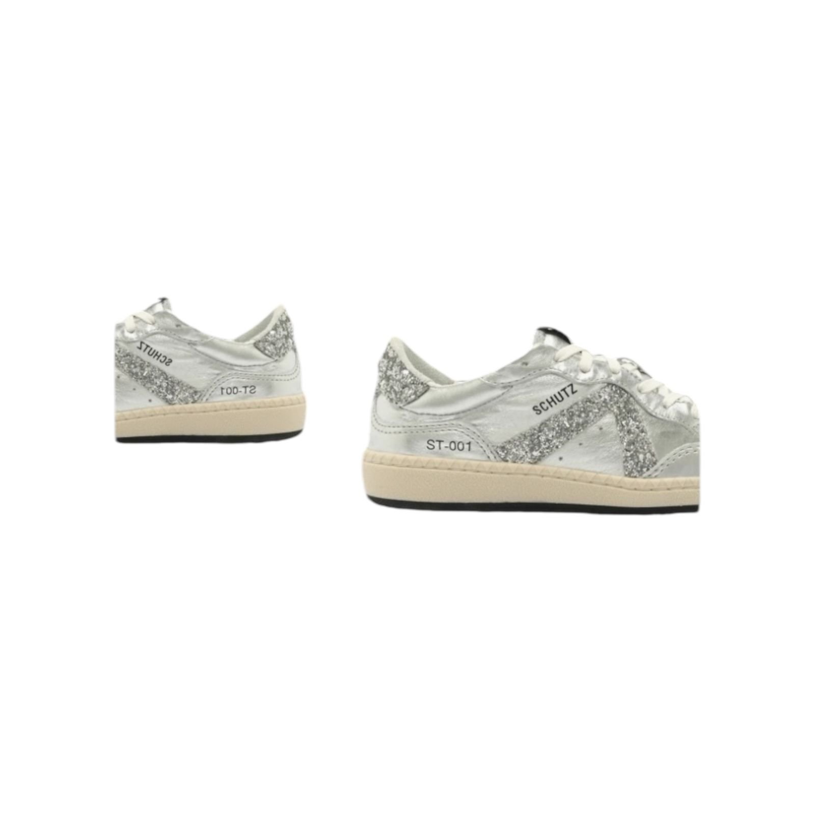 Tenis Feminino Schutz ST 001 Casual Couro Prata Prata 4