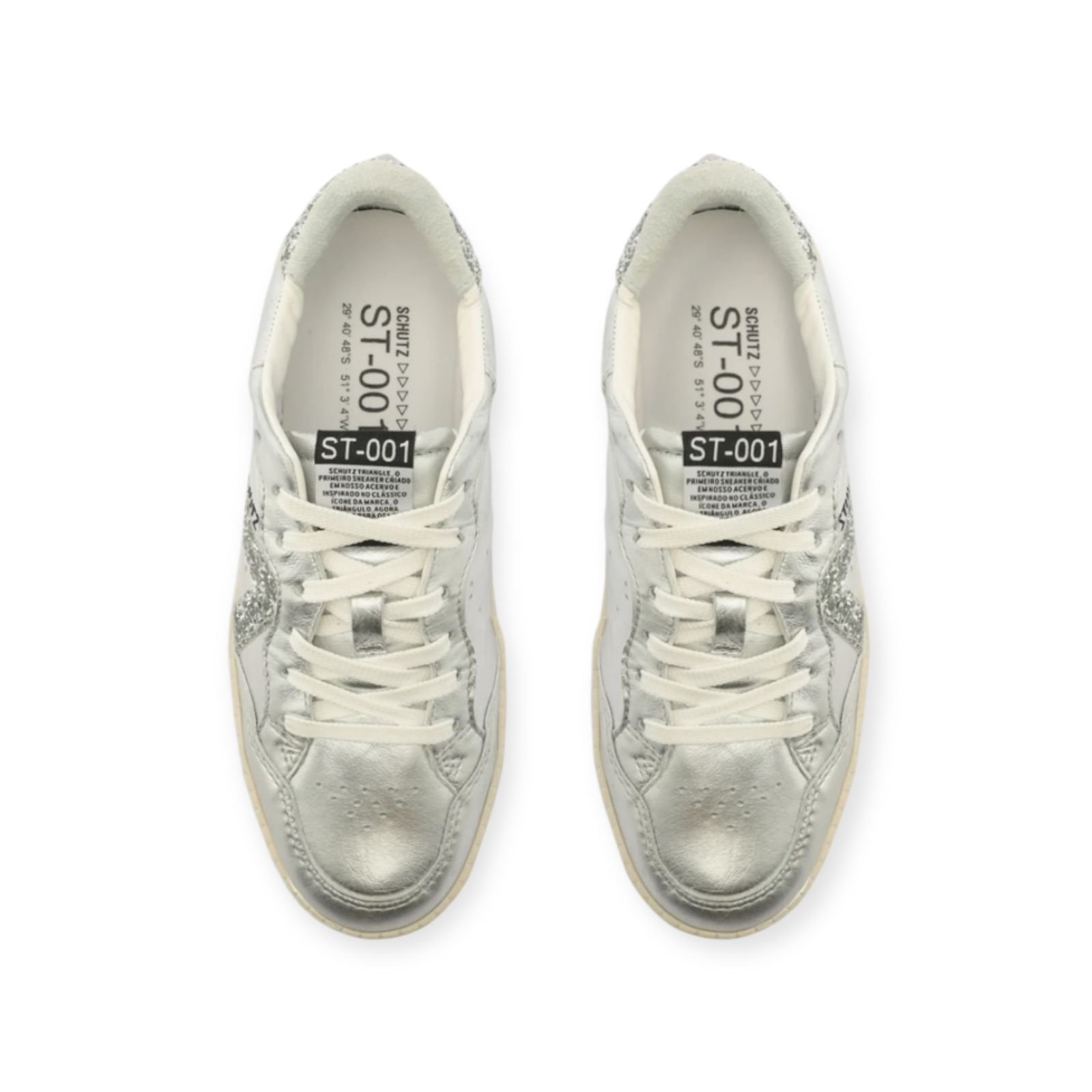 Tenis Feminino Schutz ST 001 Casual Couro Prata Prata 5