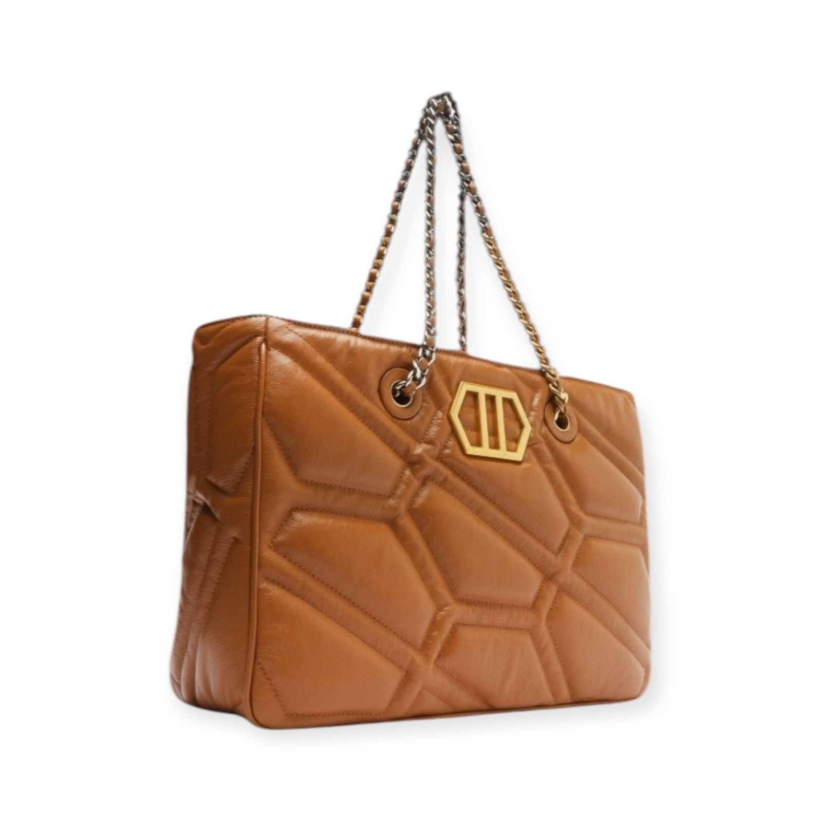 Bolsa Feminina Arezzo Couro Tote Emma Corrente Grande Caramelo Marrom 2