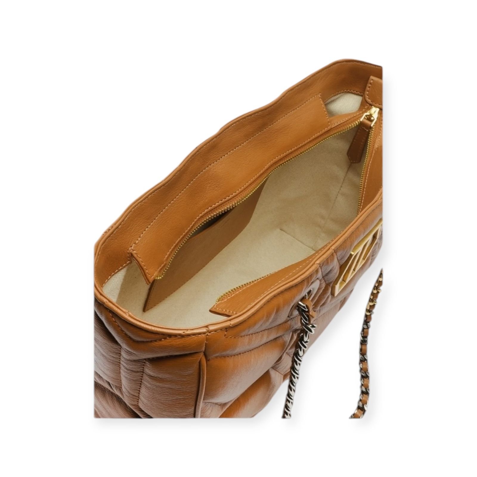 Bolsa Feminina Arezzo Couro Tote Emma Corrente Grande Caramelo Marrom 3