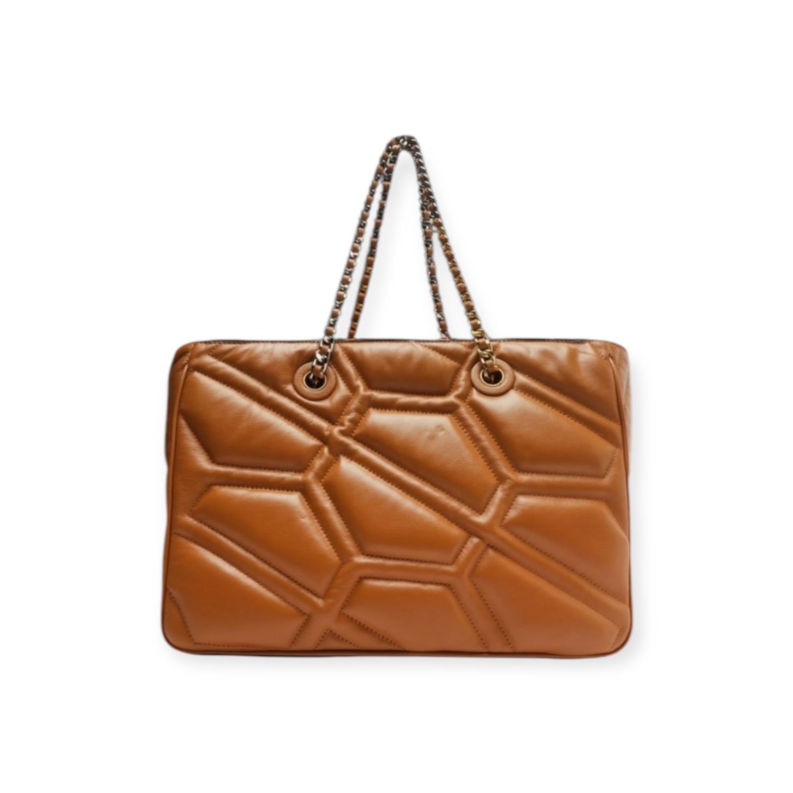 Bolsa Feminina Arezzo Couro Tote Emma Corrente Grande Caramelo Marrom 4