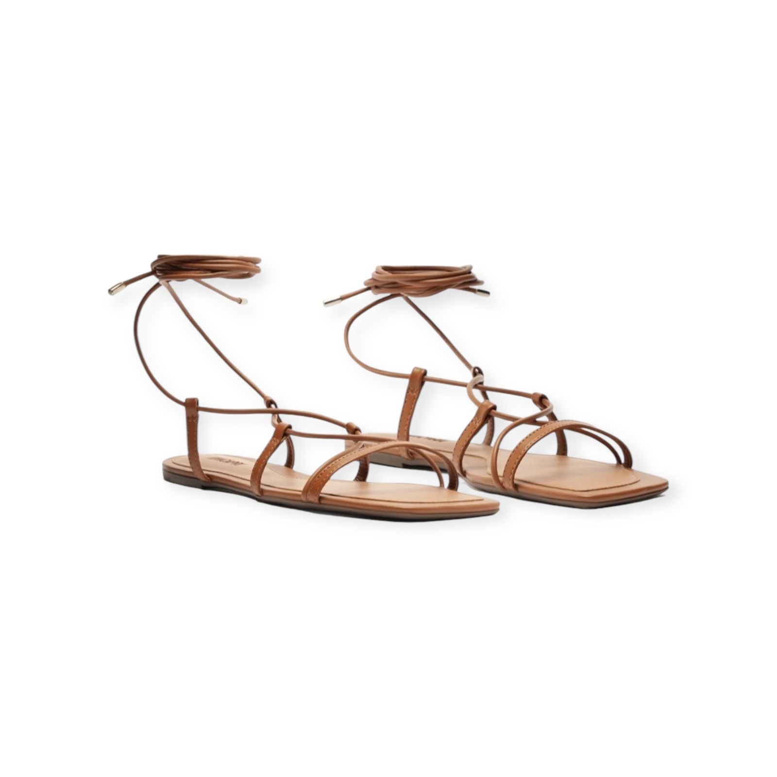 Sandalia Rasteira Feminina Anacapri Tiras Amarração Marrom Marrom 2