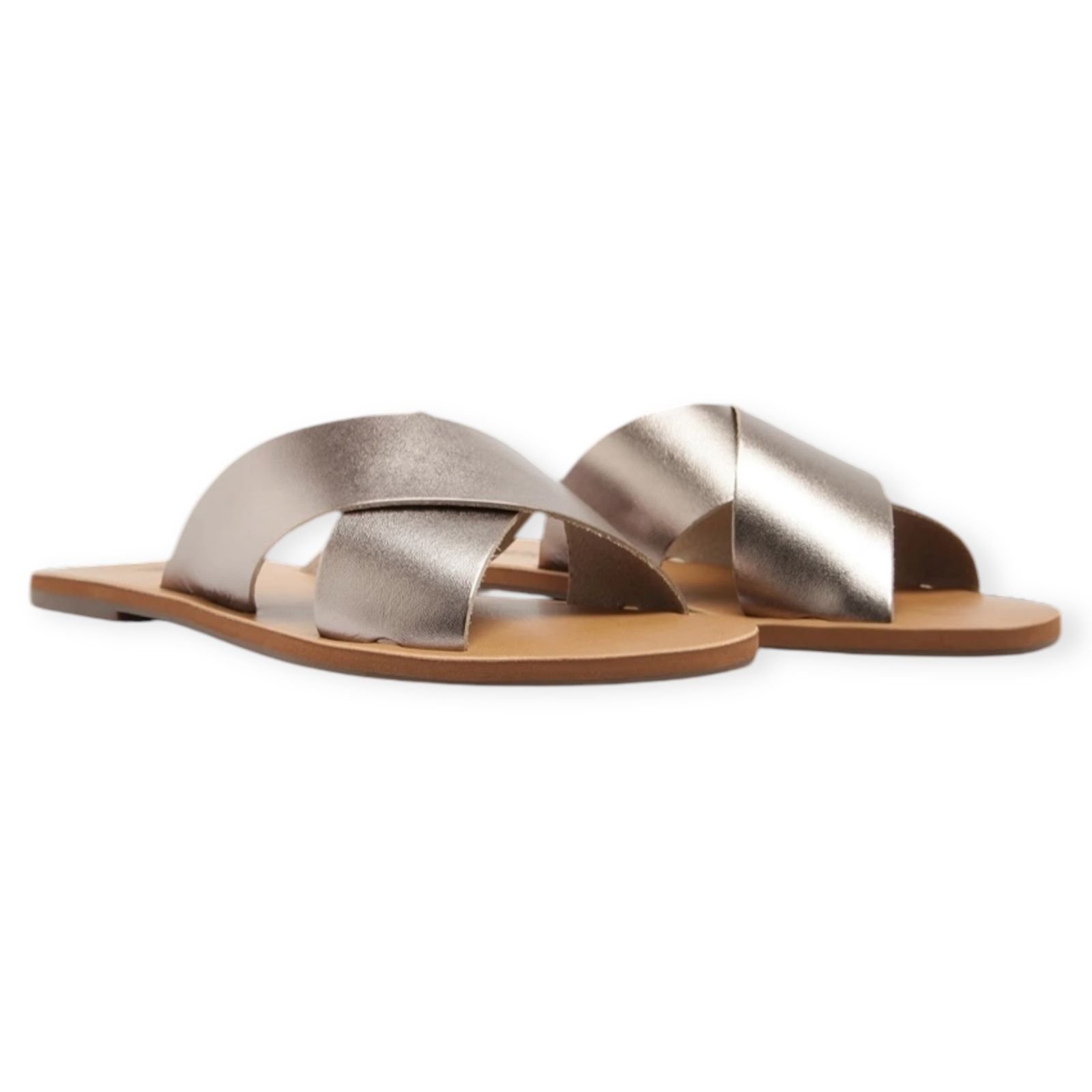 Sandalia Rasteira Feminina Anacapri Tiras Cruzadas Prata Prata 2