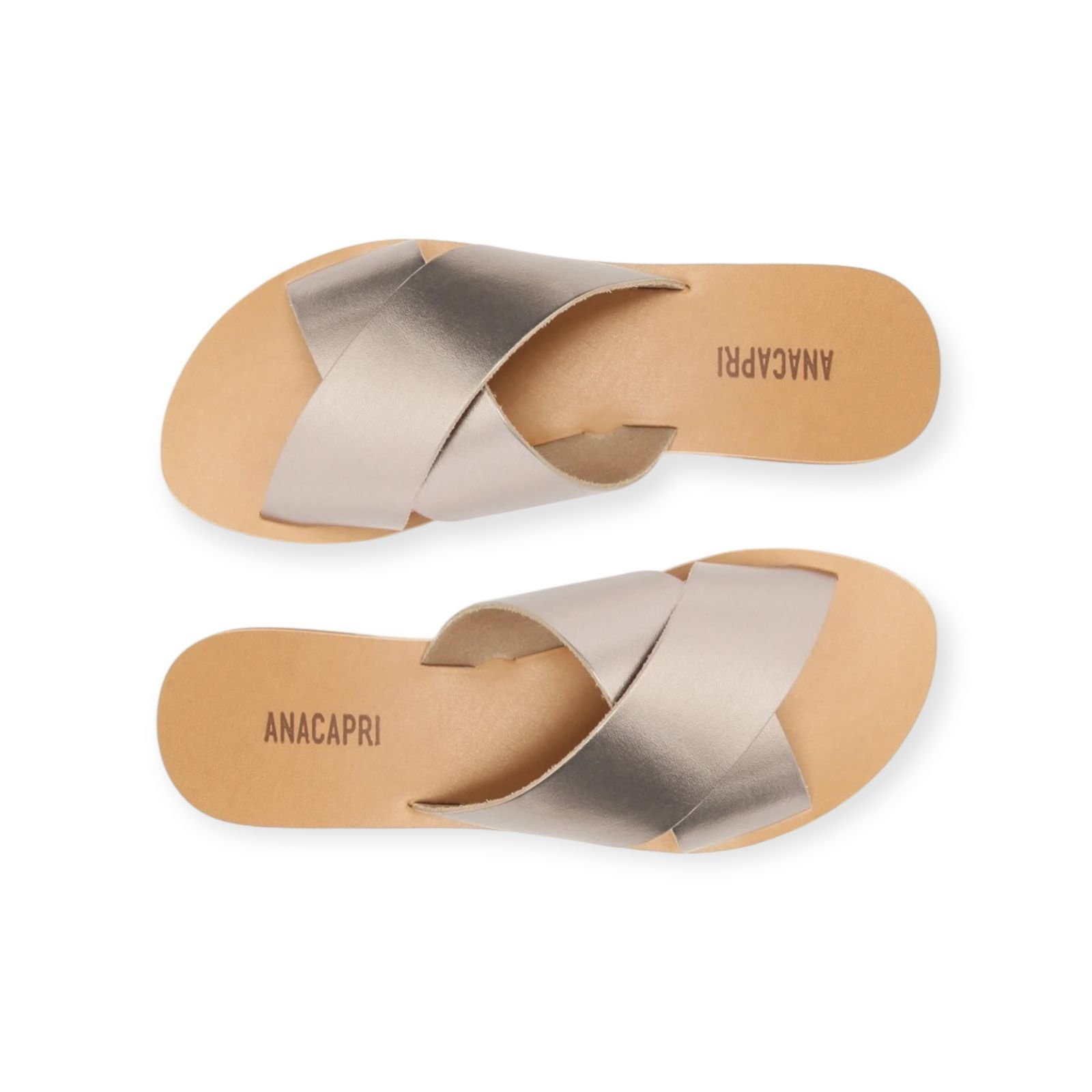 Sandalia Rasteira Feminina Anacapri Tiras Cruzadas Prata Prata 6