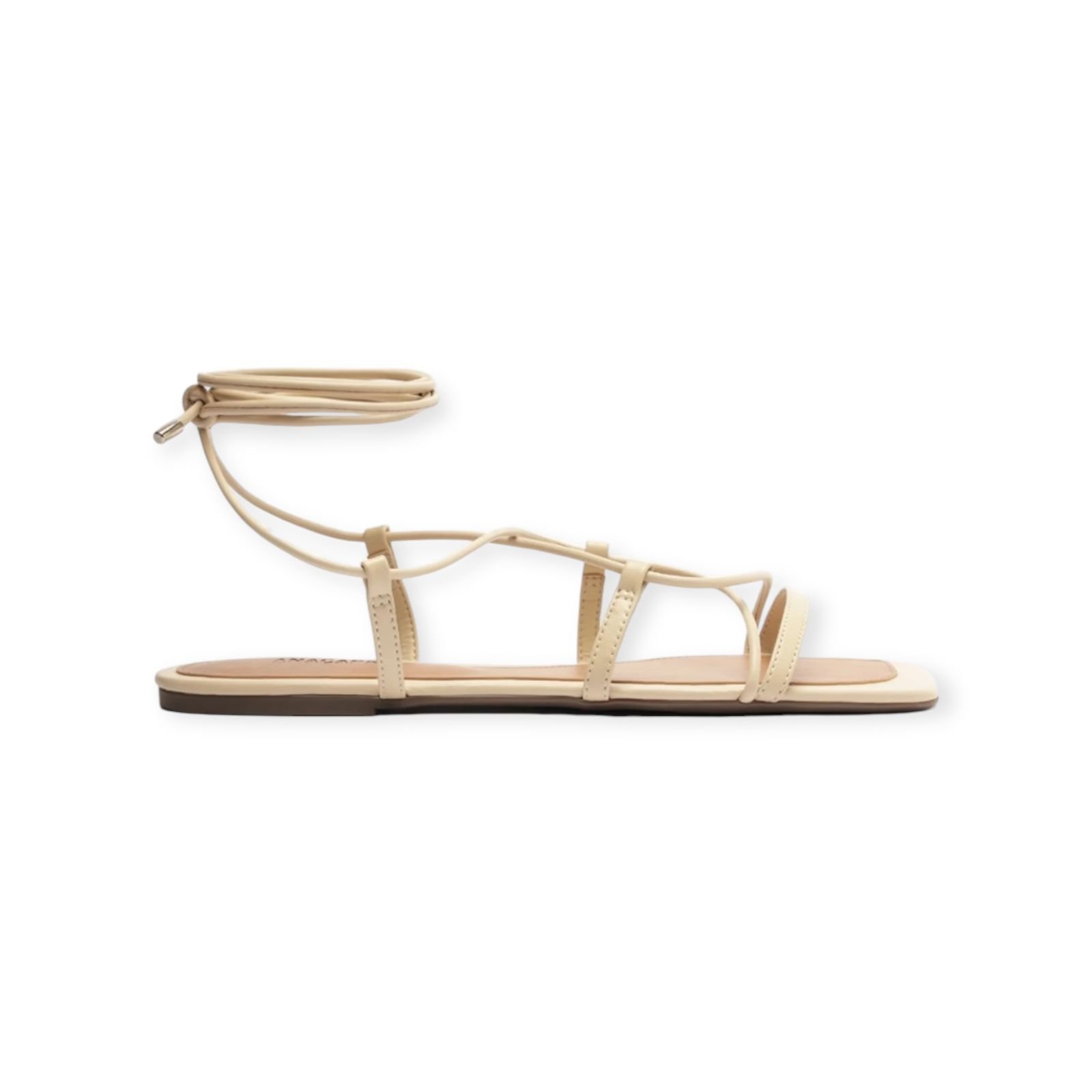 Sandalia Rasteira Feminina Anacapri Tiras Amarração Bege