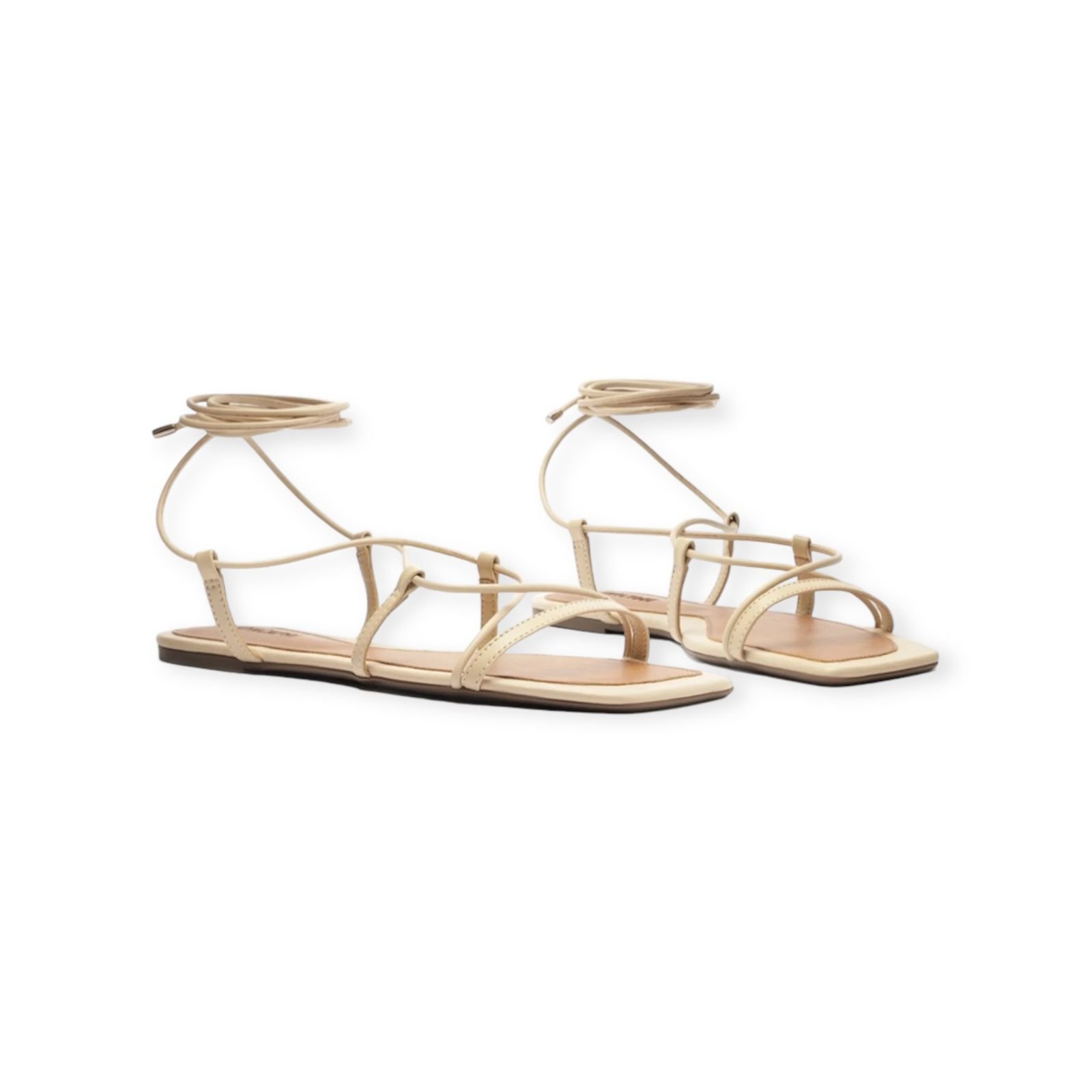 Sandalia Rasteira Feminina Anacapri Tiras Amarração Bege Bege 2