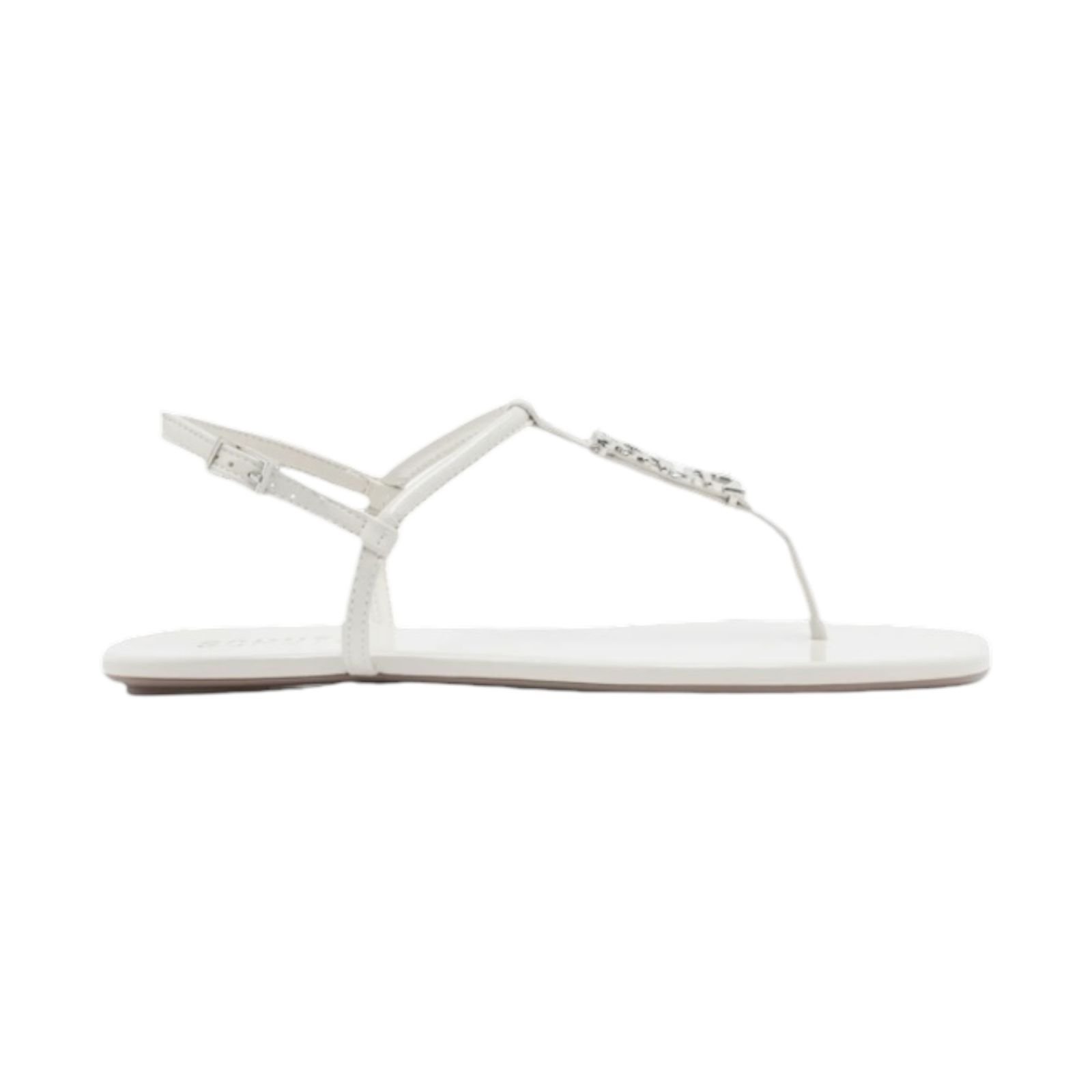 Sandalia Rasteira Feminina Schutz Tiras Cristal Branco