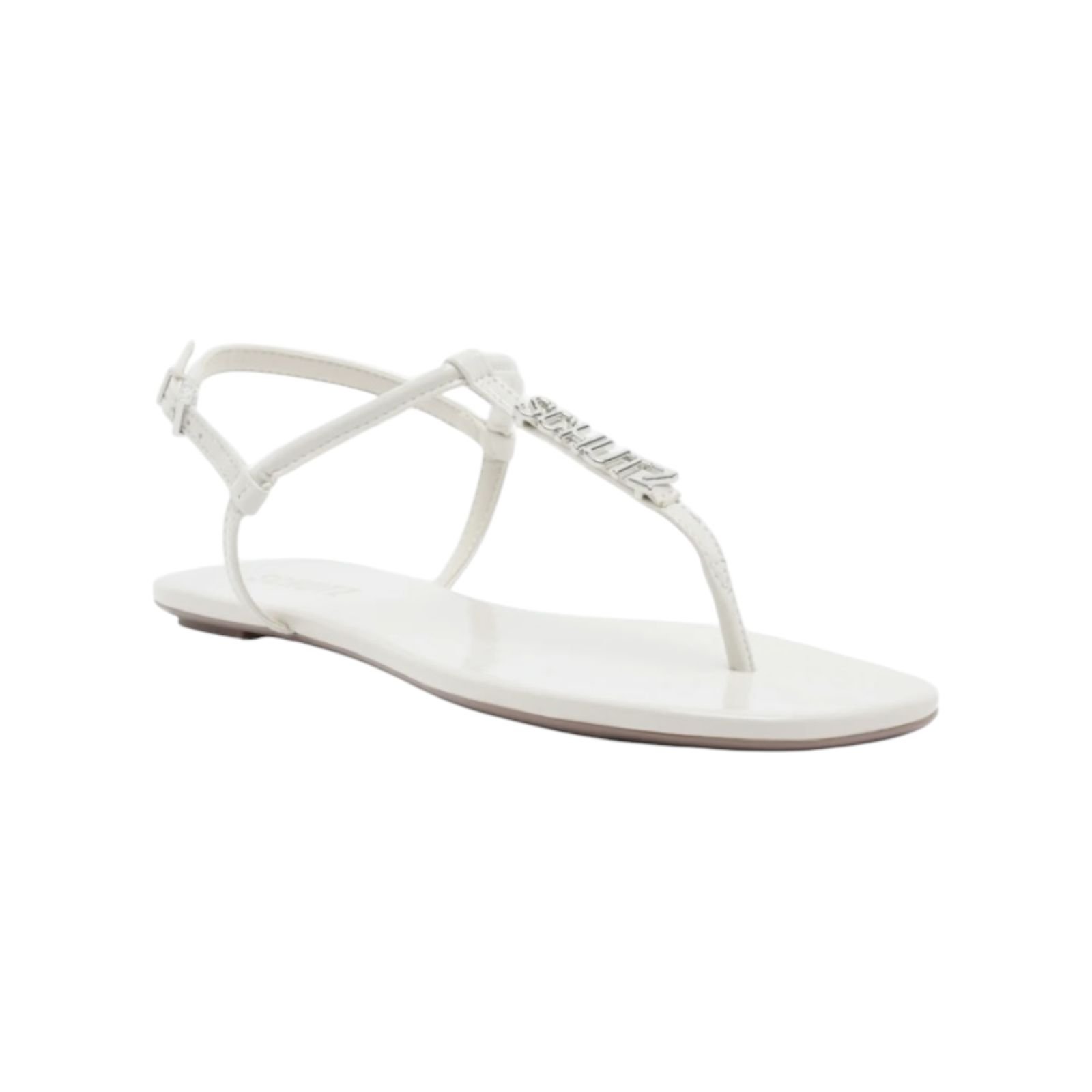 Sandalia Rasteira Feminina Schutz Tiras Cristal Branco Branco 2