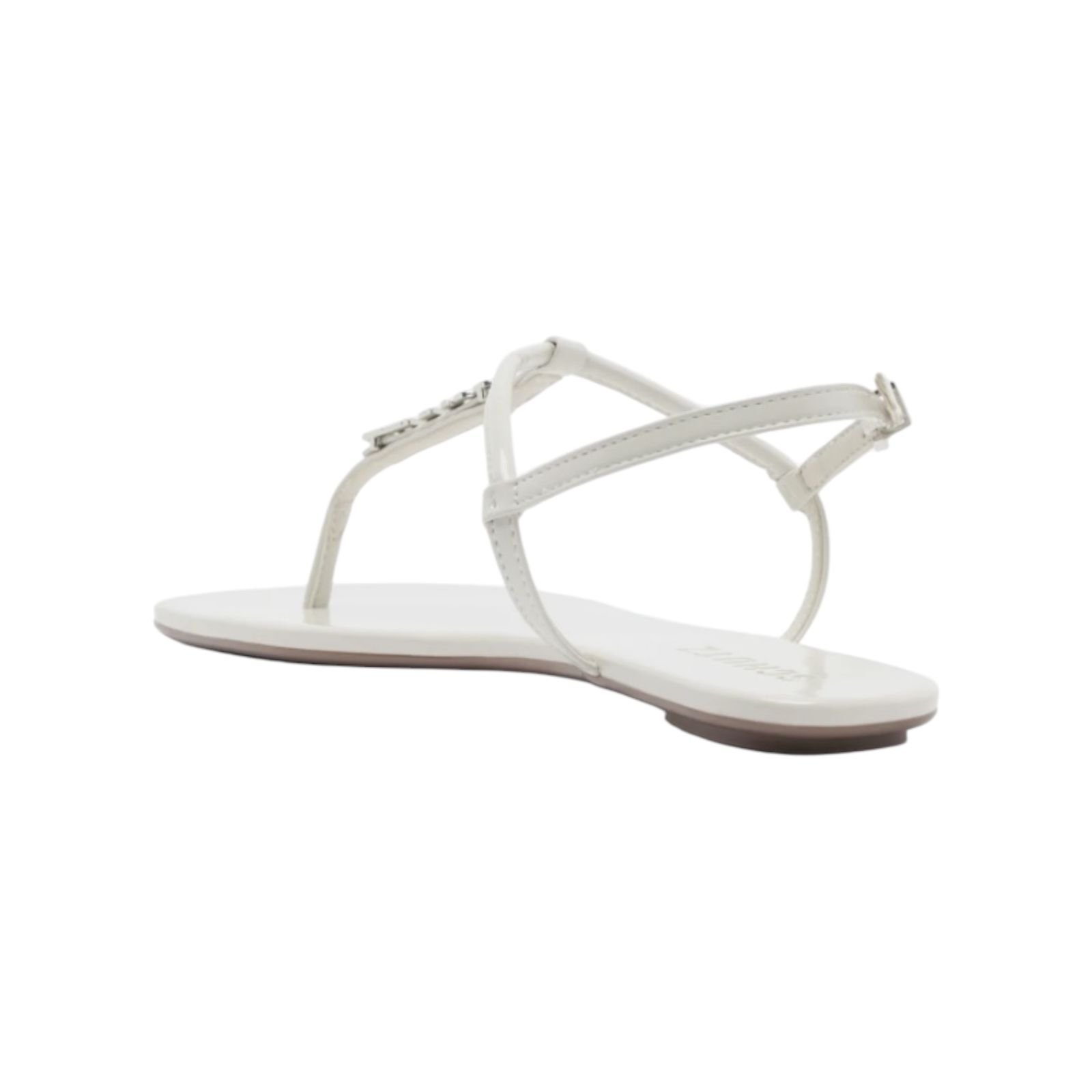 Sandalia Rasteira Feminina Schutz Tiras Cristal Branco Branco 4