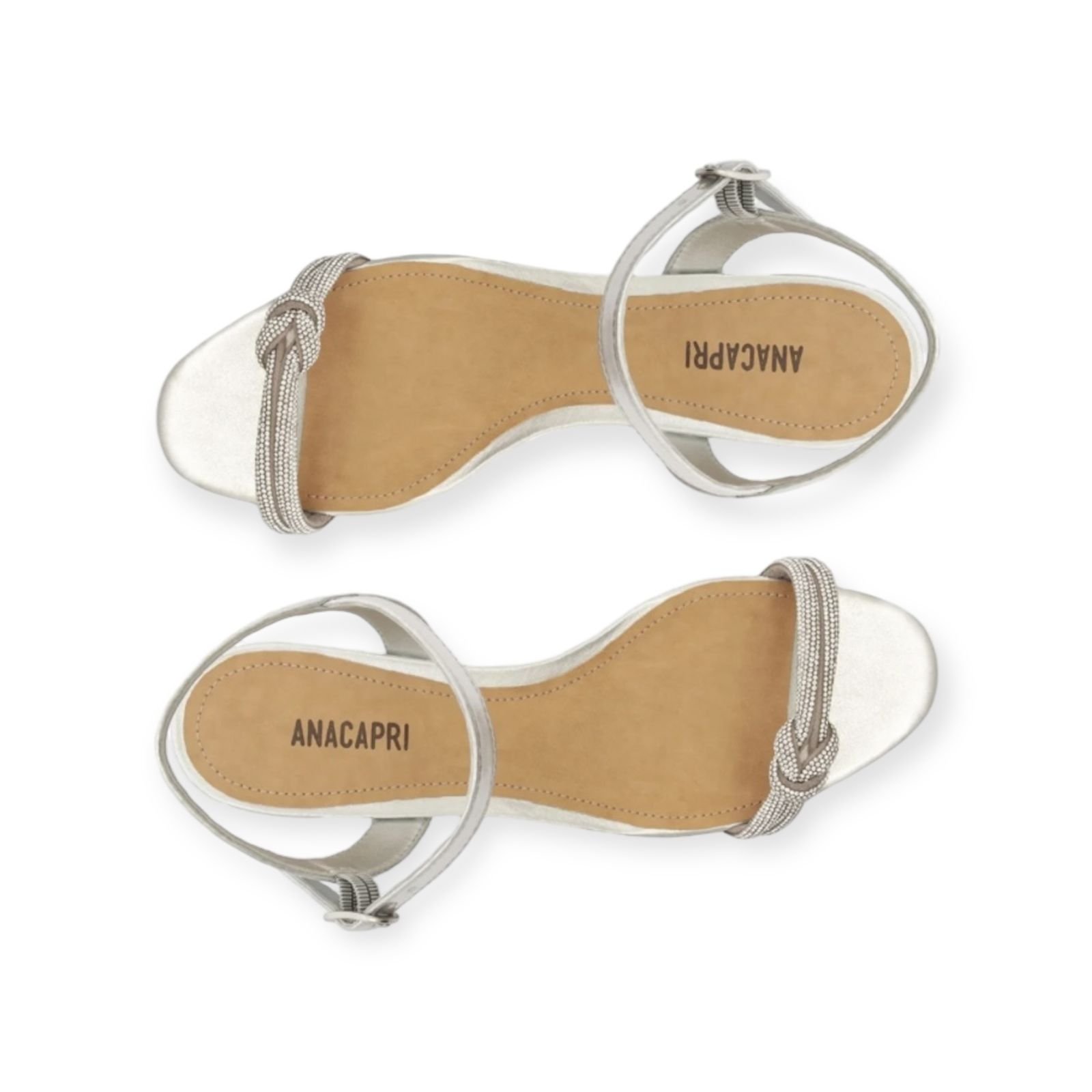 Sandalia Feminina Anacapri Tira Nó Glam Strass Salto Bloco Prata Prata 4