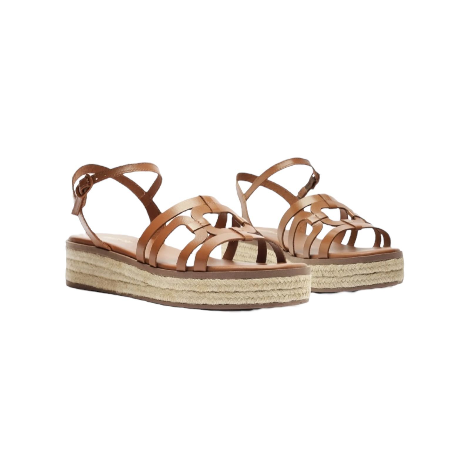 Sandalia Feminina Anacapri Couro Plataforma Corda Recortes Marrom Marrom 2