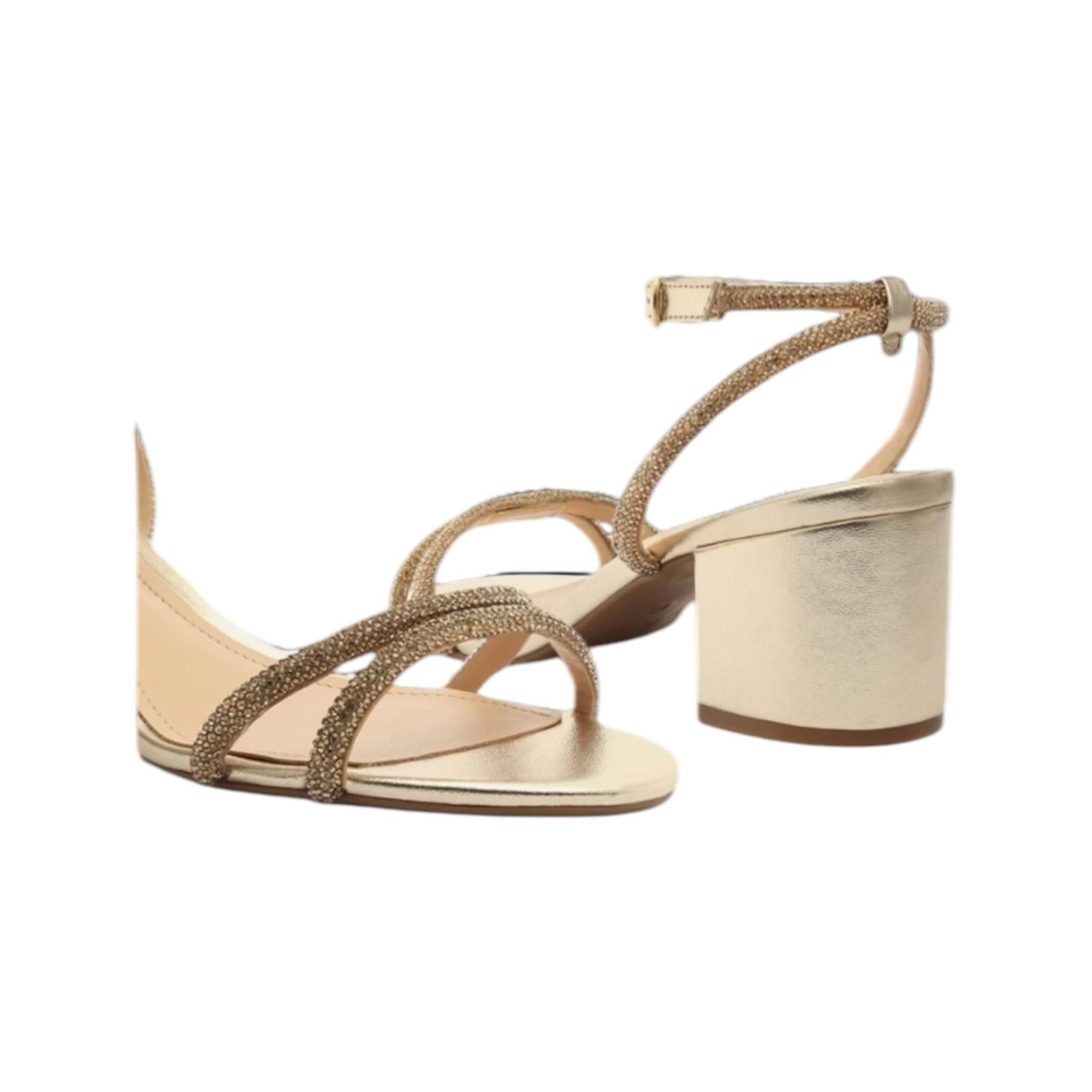 Sandalia Feminina Arezzo Tiras Strass Salto Bloco Dourado Dourado 4