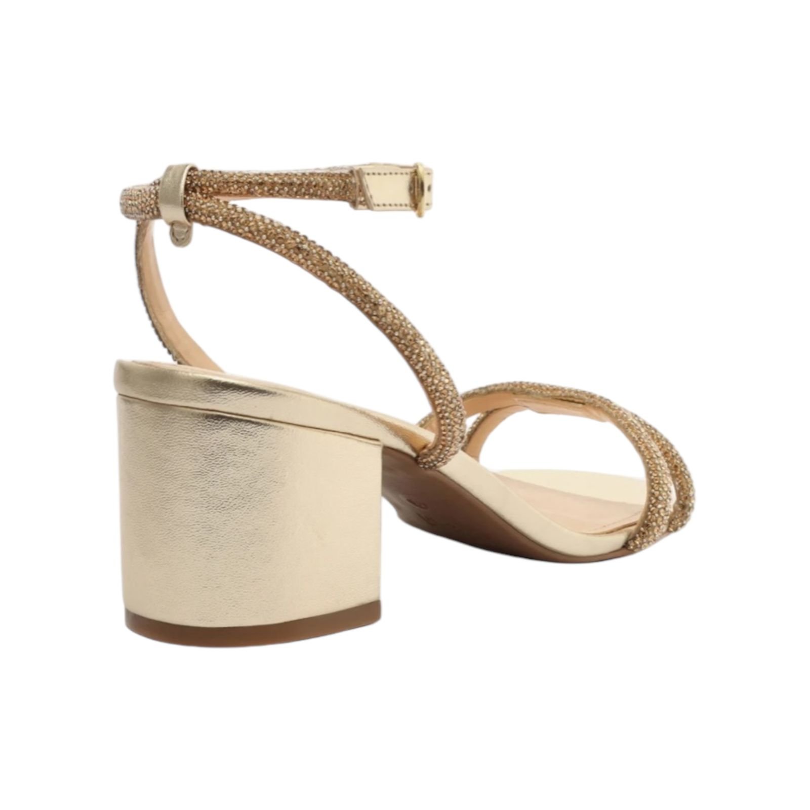 Sandalia Feminina Arezzo Tiras Strass Salto Bloco Dourado Dourado 5