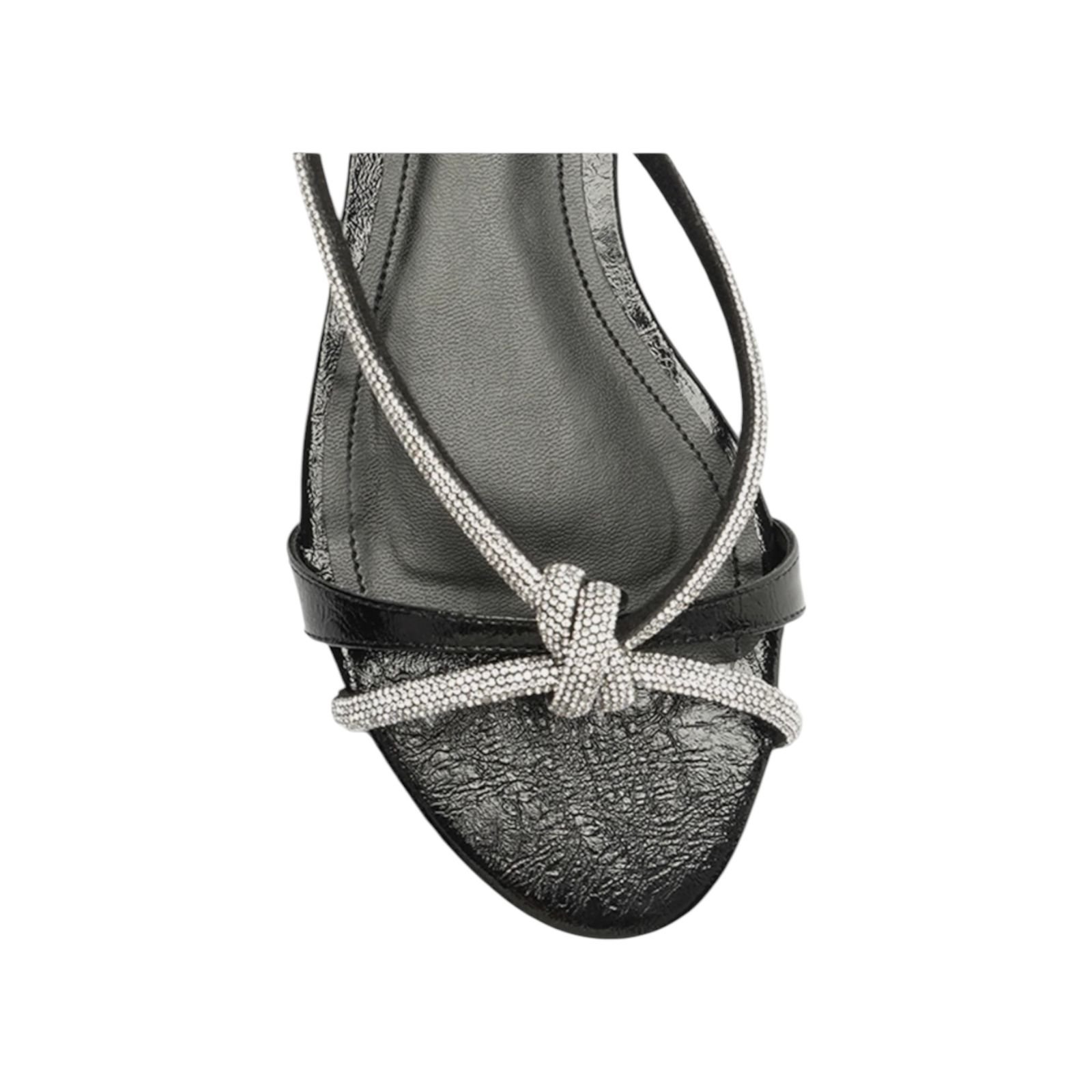 Sandalia Rasteira Feminina Arezzo Cristal Tiras Strass Preto Preto 4