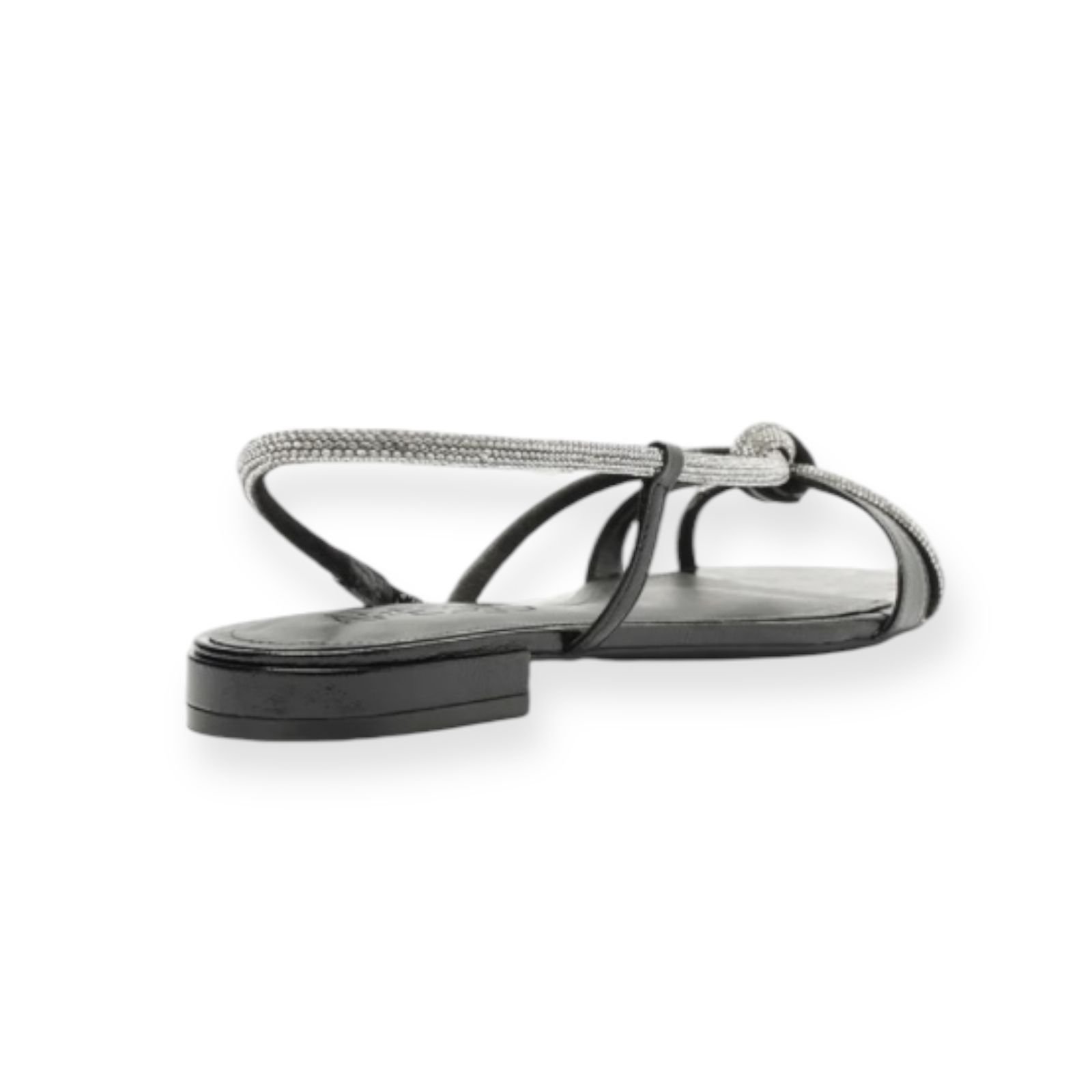 Sandalia Rasteira Feminina Arezzo Cristal Tiras Strass Preto Preto 6