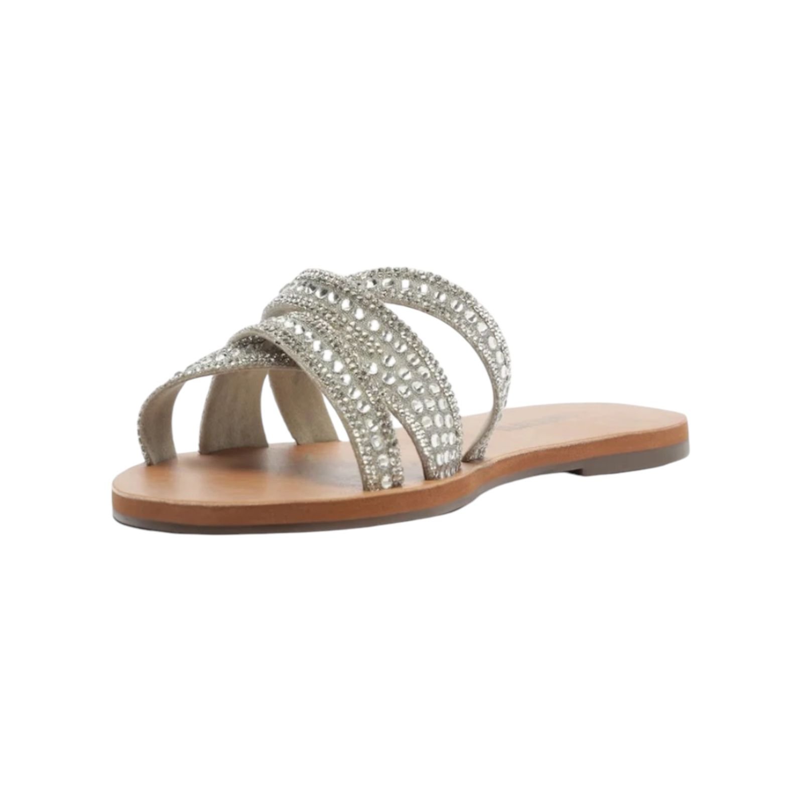 Sandalia Rasteira Feminina Anacapri Multitiras Glam Hot Fix Prata Prata 3