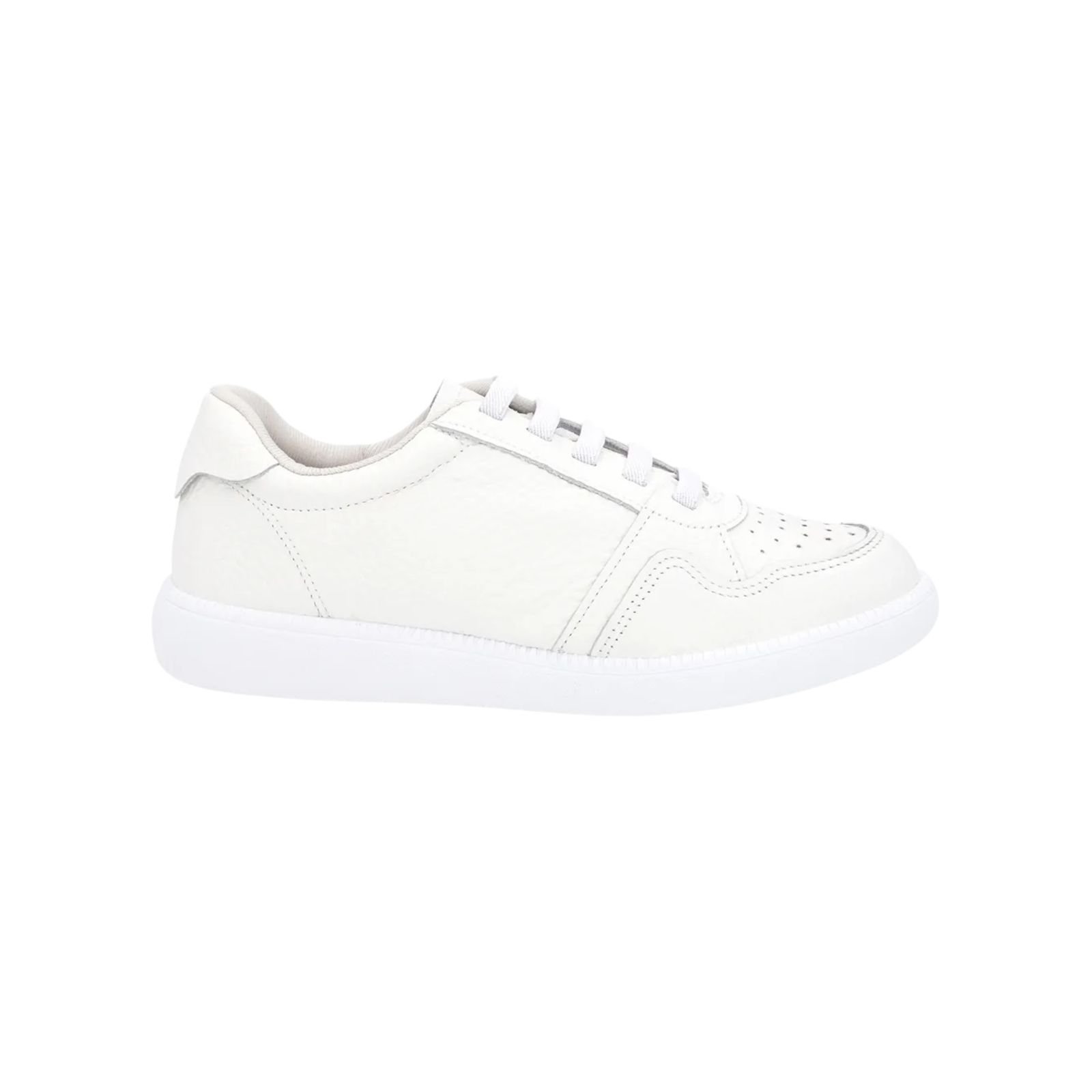 Tenis Feminino Usaflex Couro Casual Cadarço Elastico Branco