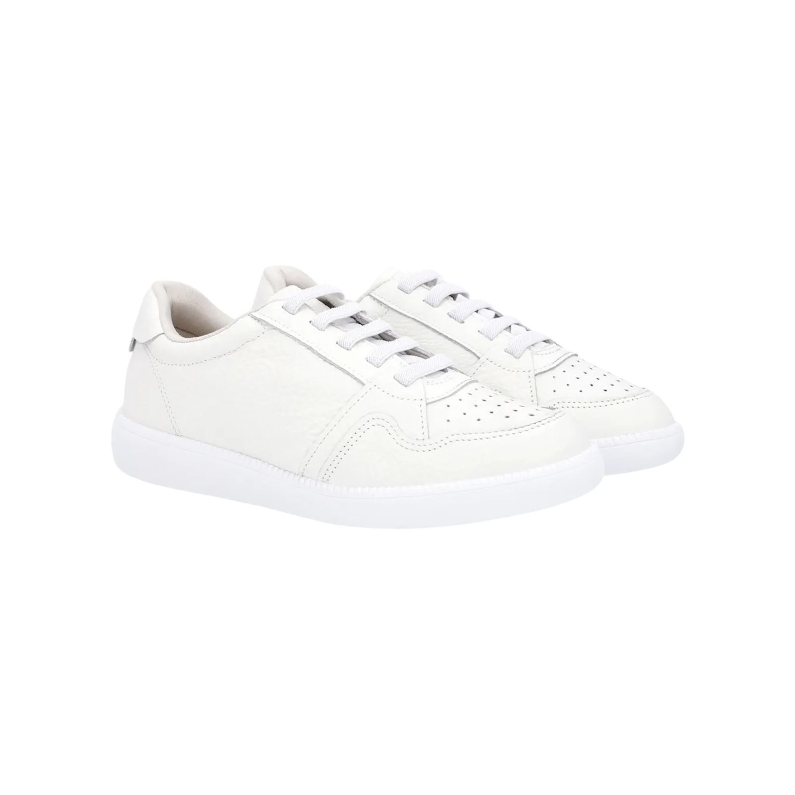 Tenis Feminino Usaflex Couro Casual Cadarço Elastico Branco Branco 2
