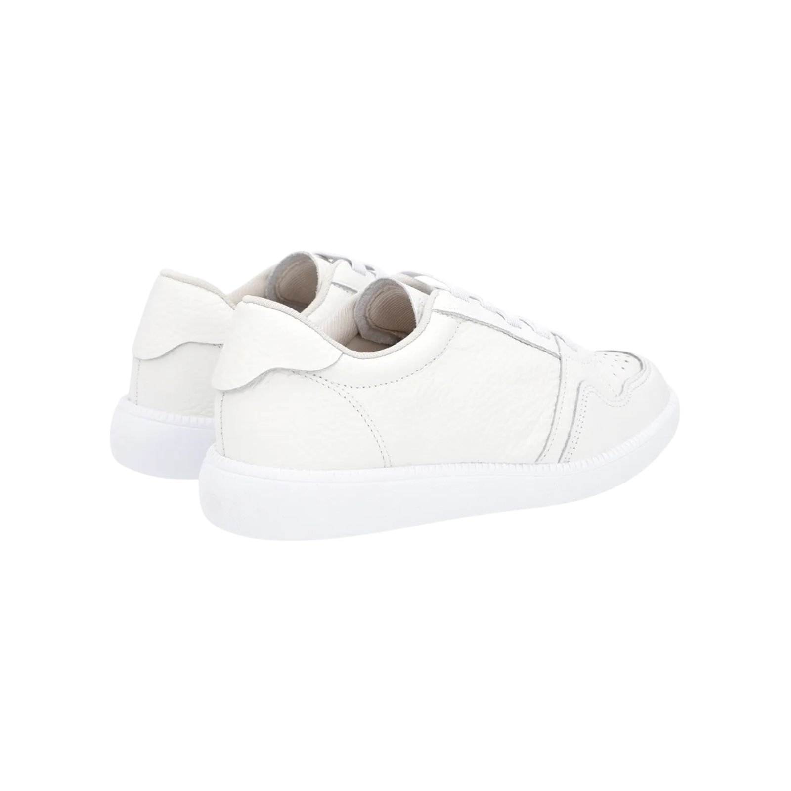 Tenis Feminino Usaflex Couro Casual Cadarço Elastico Branco Branco 3