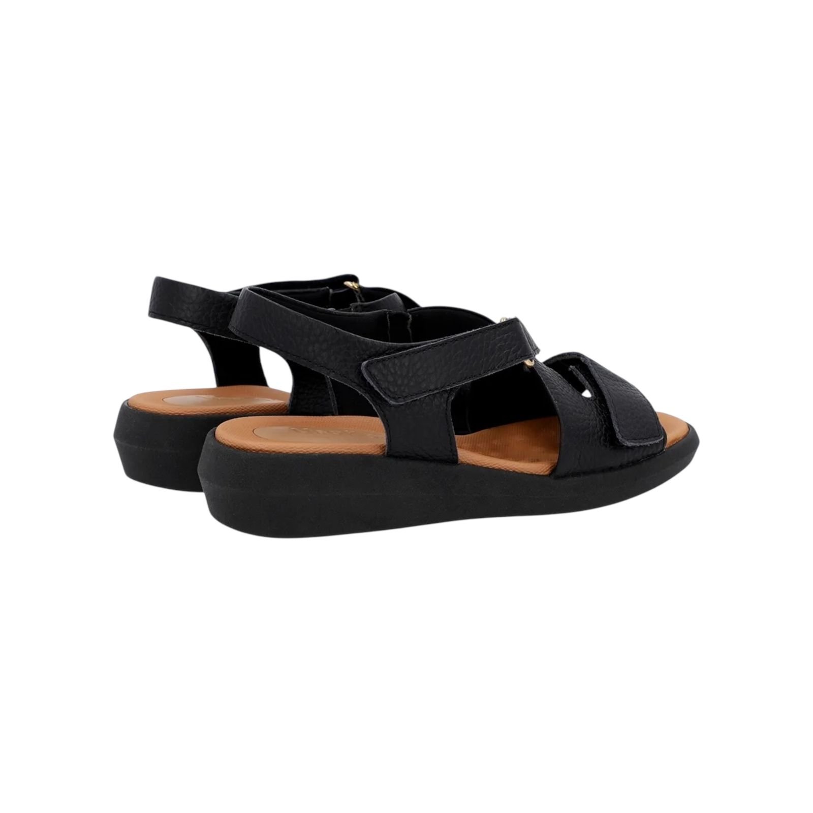 Sandalia Feminina Usaflex Couro Cruzada Fecho Flex Preto Preto 4