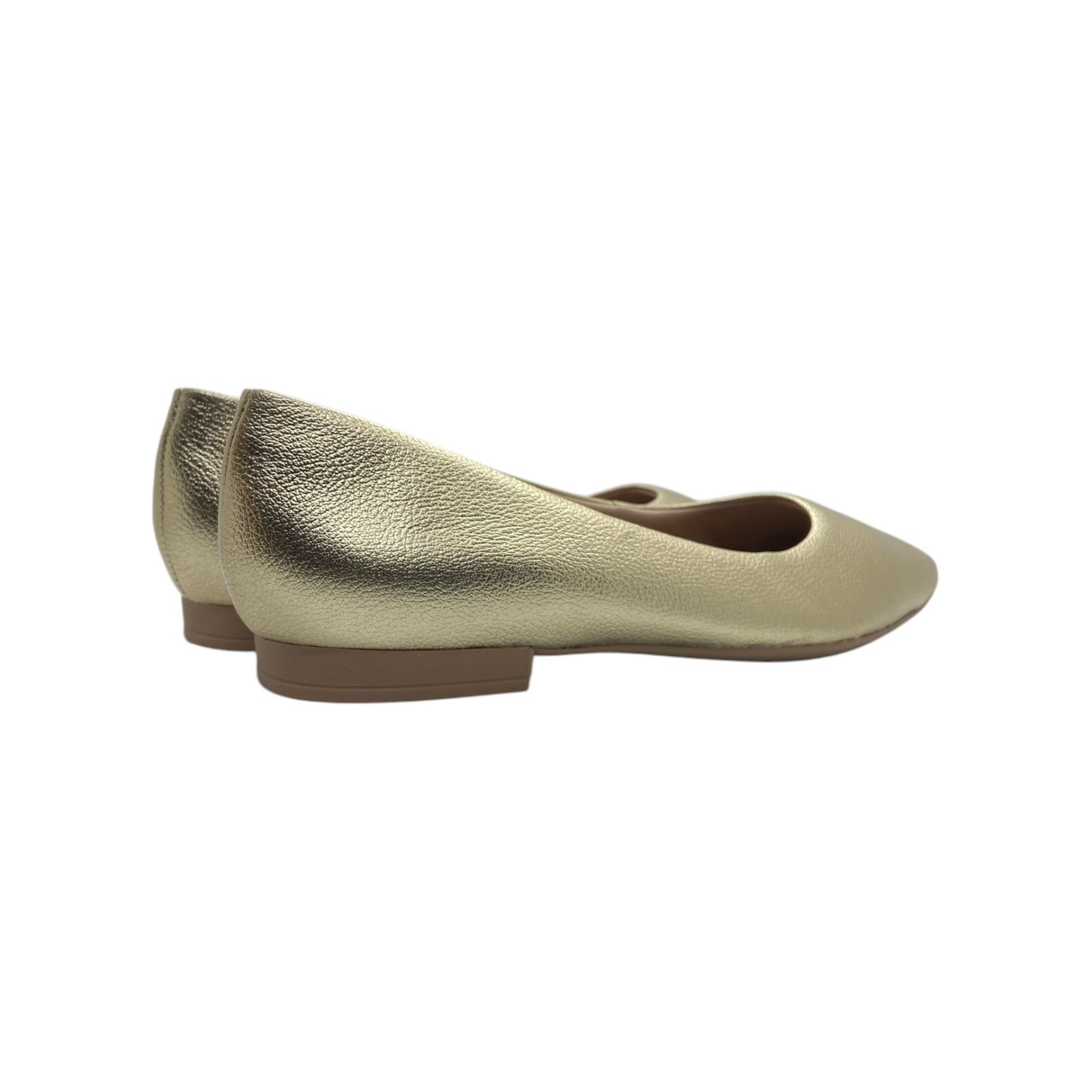 Sapatilha Feminina Usaflex Couro Basica Bico Quadrado Dourado Dourado 5