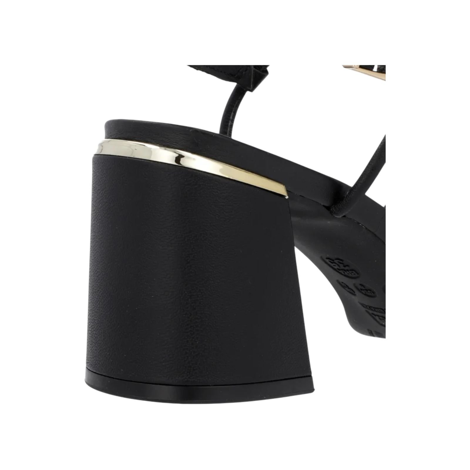 Sandalia Feminina Usaflex Couro Tiras Cruzadas Salto Bloco Preto Preto 3