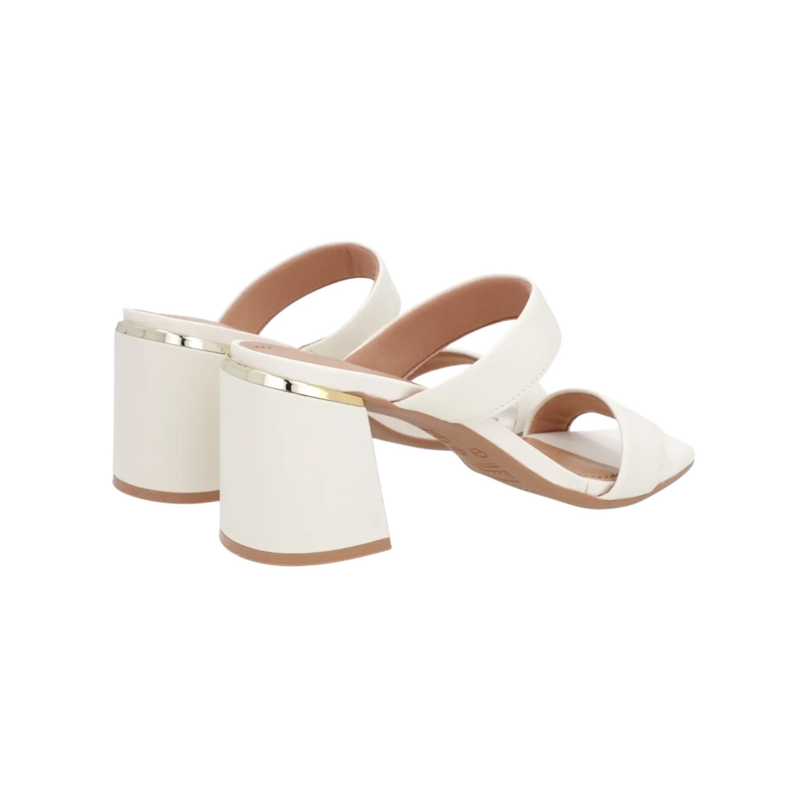 Tamanco Feminino Usaflex Couro Tiras Salto Bloco Branco Branco 4