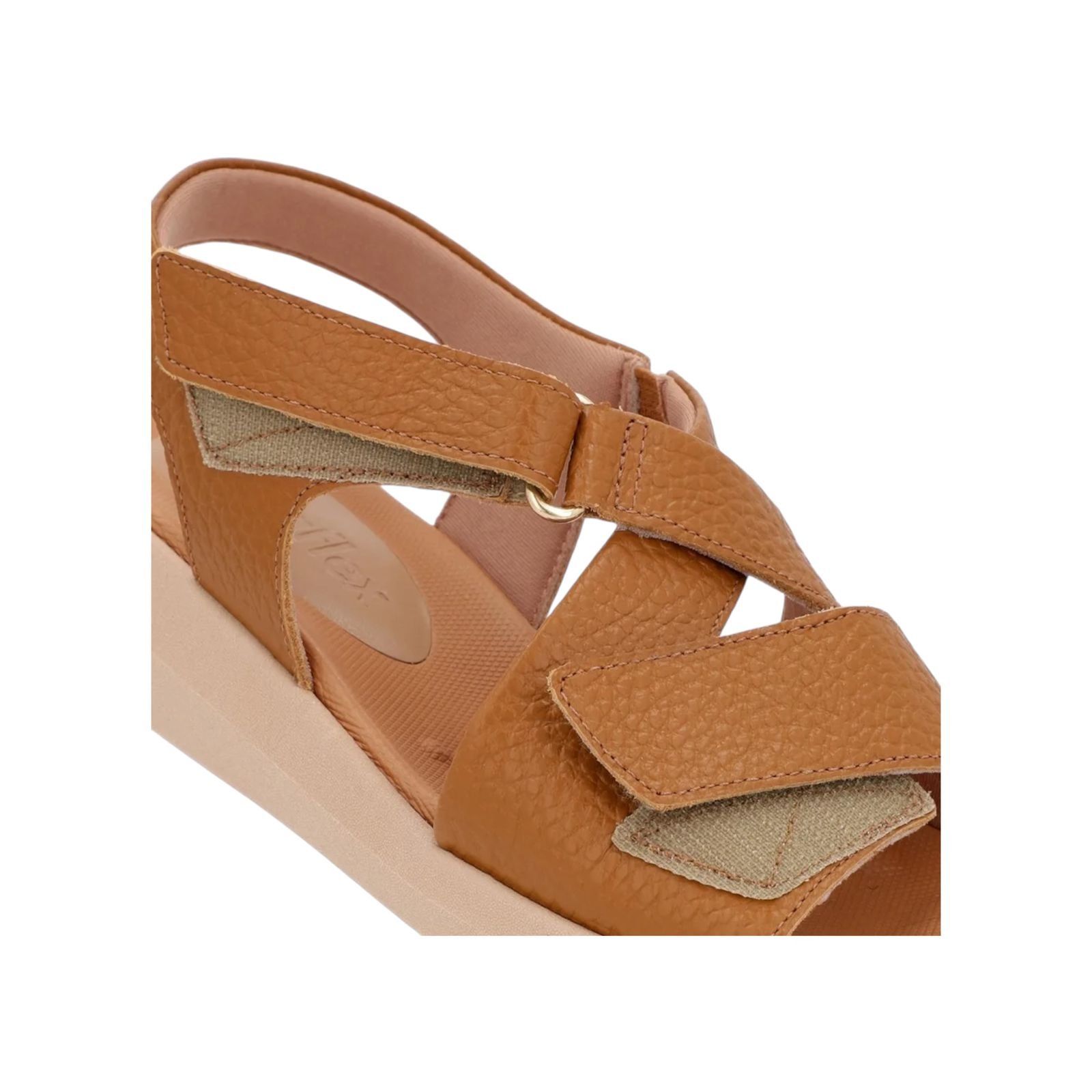 Sandalia Feminina Usaflex Couro Cruzada Fecho Flex Marrom Marrom 3
