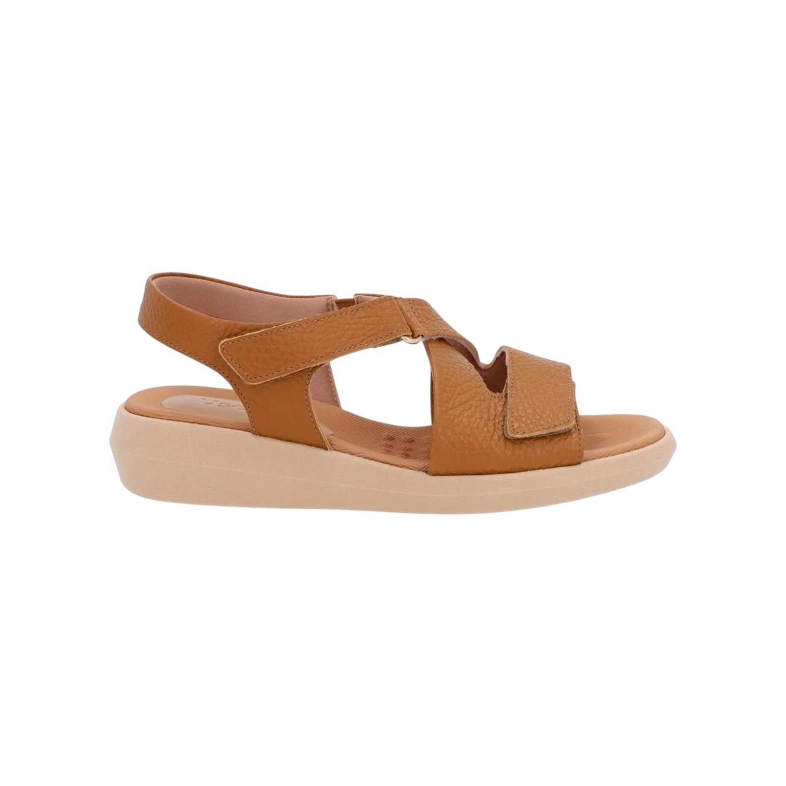 Sandalia Feminina Usaflex Couro Cruzada Fecho Flex Marrom