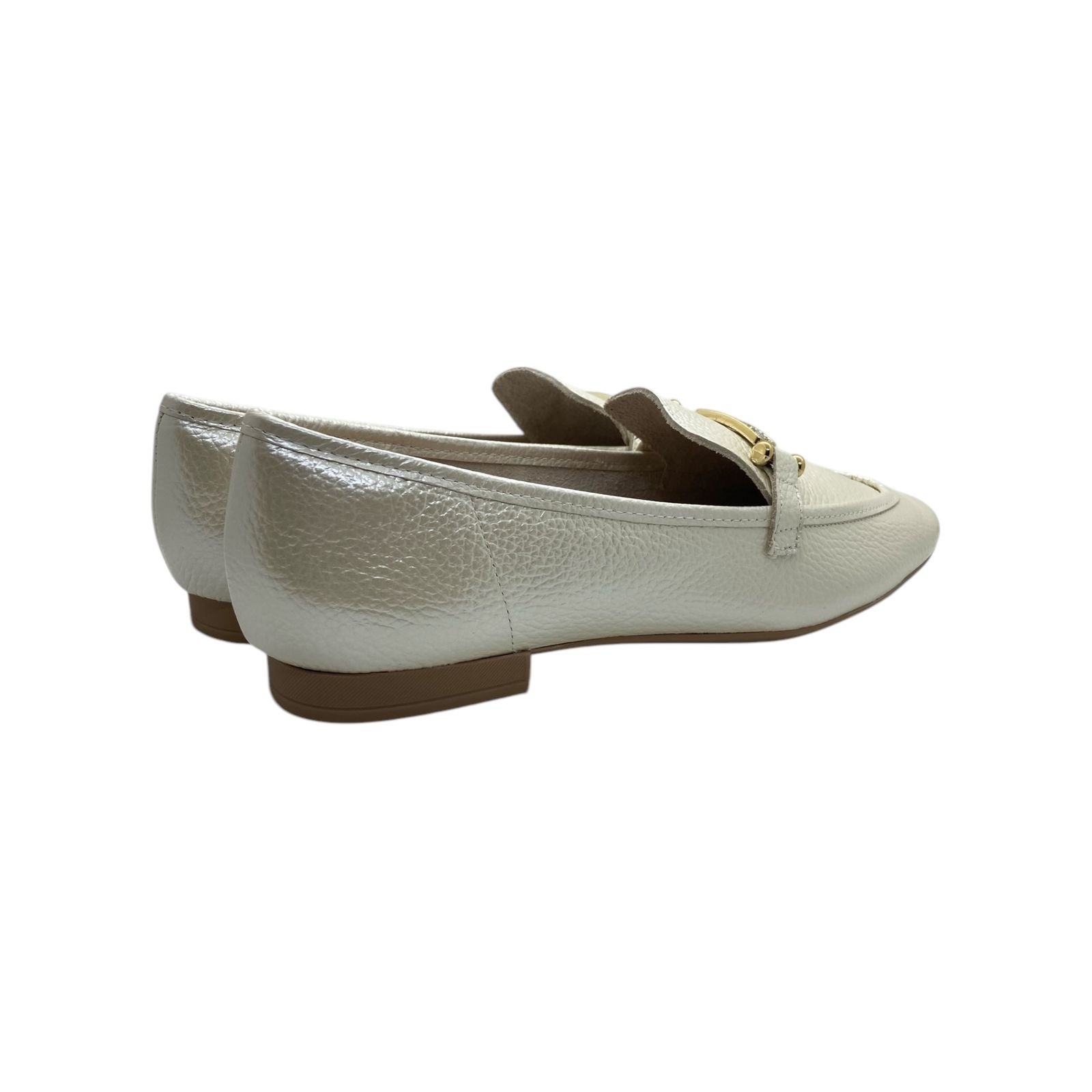 Mocassim Feminino Usaflex Couro Floater Perolado Strass Creme Creme 4
