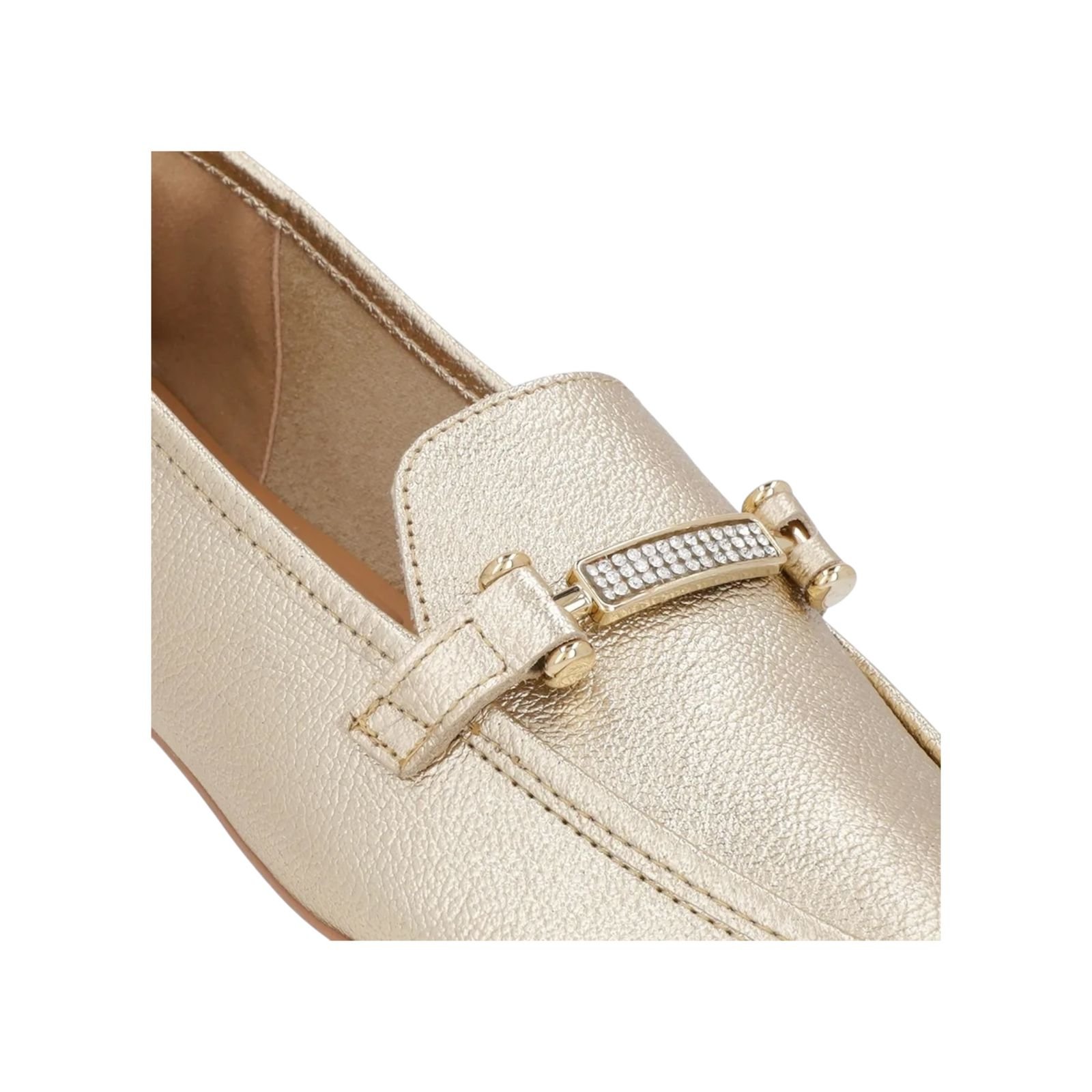 Mocassim Feminino Usaflex Couro Floater Strass Dourado Dourado 3