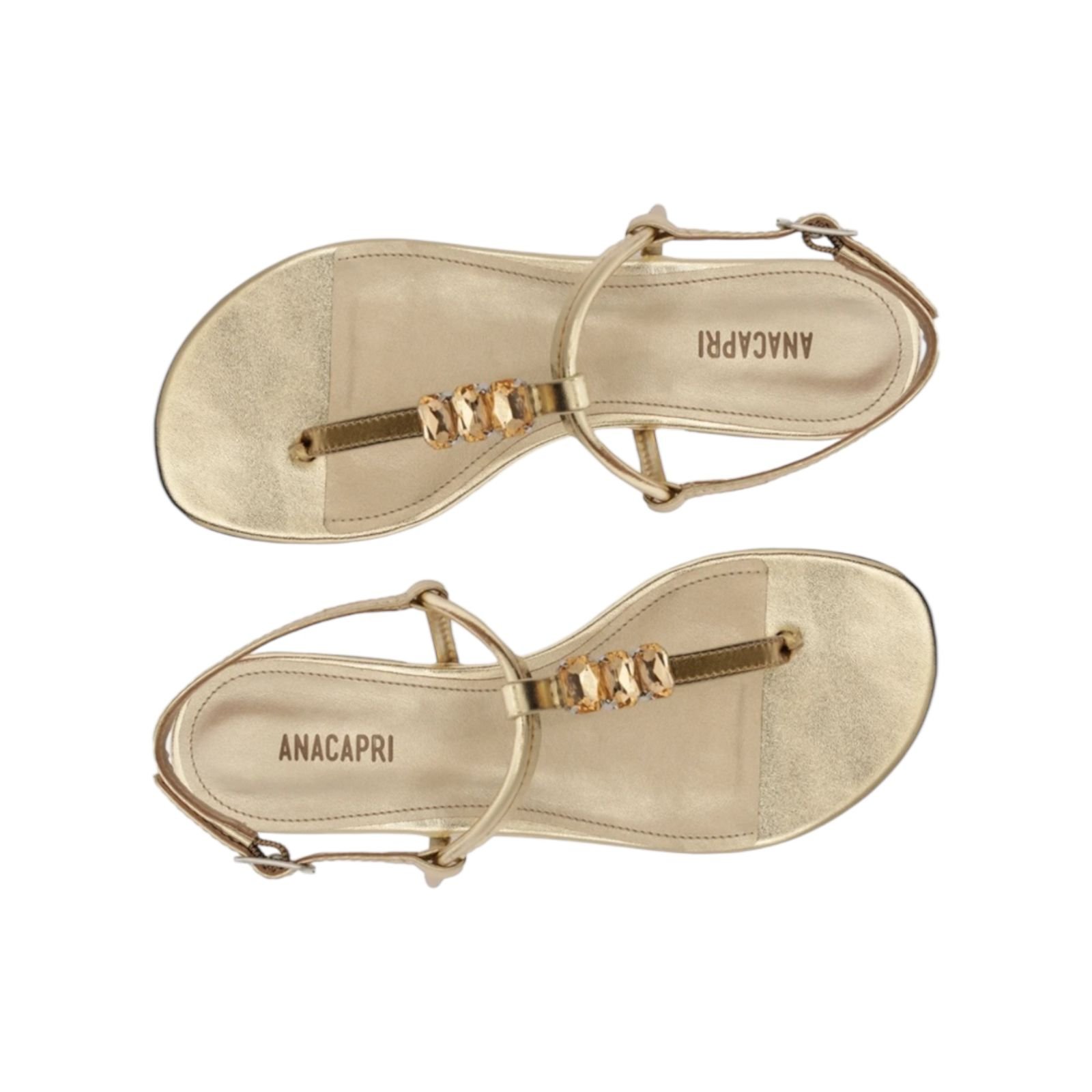 Sandalia Feminina Anacapri Slim Pedrarias Salto Bloco Dourado Dourado 4