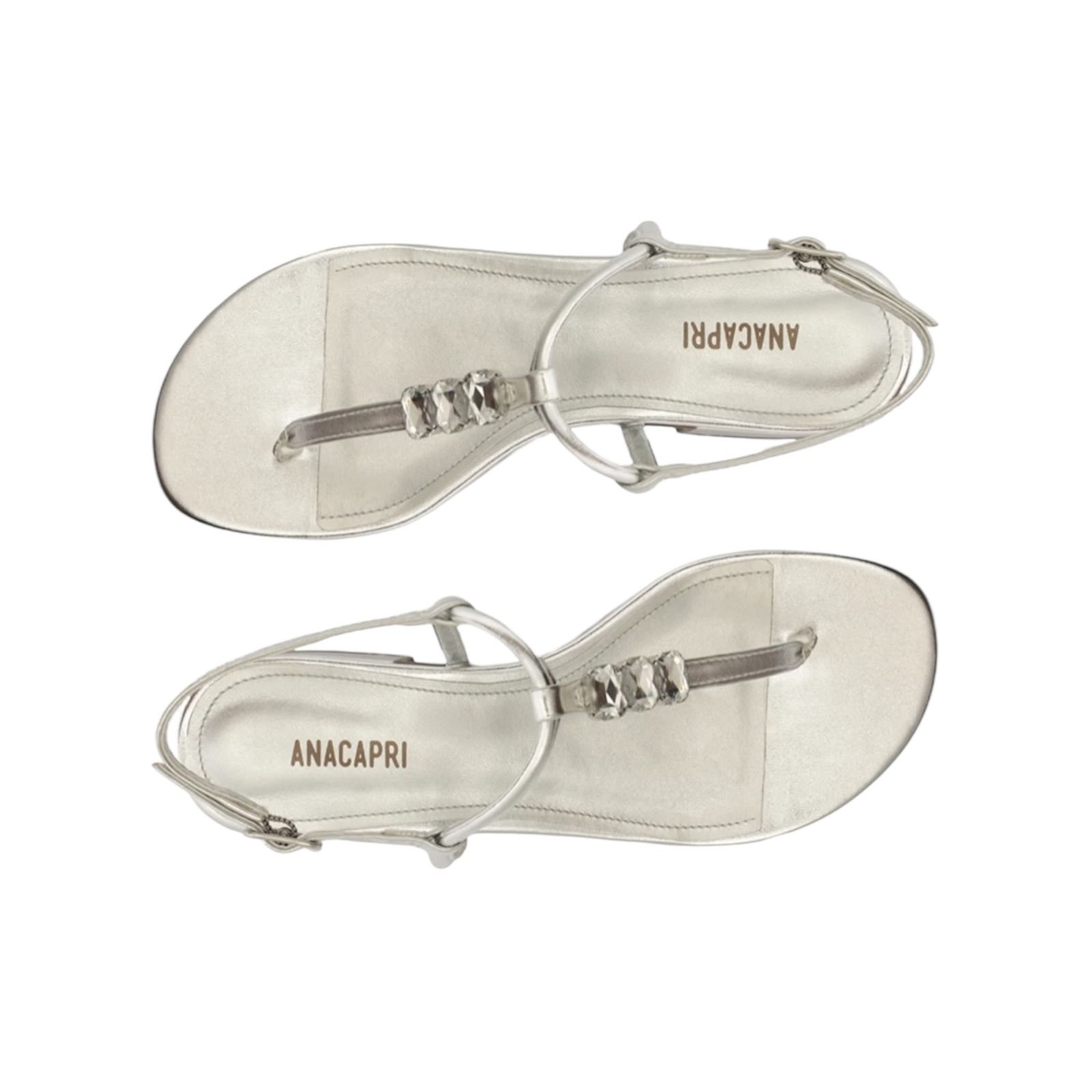 Sandalia Feminina Anacapri Slim Pedrarias Salto Bloco Prata Prata 4