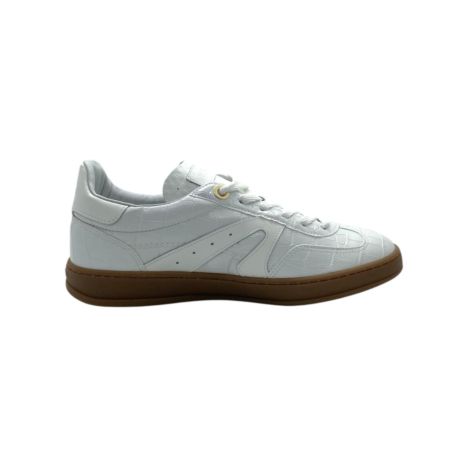 Tenis Feminino Arezzo Casual Couro Croco Retrô Branco