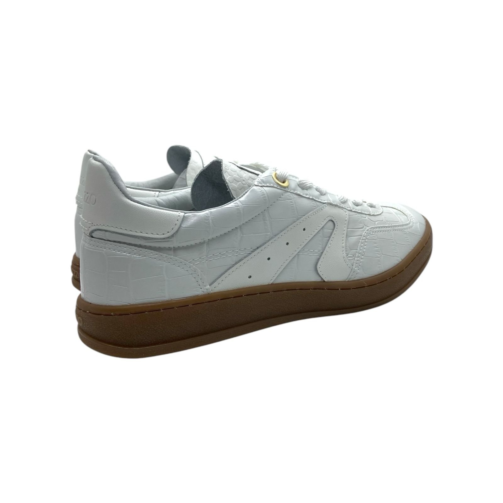 Tenis Feminino Arezzo Casual Couro Croco Retrô Branco Branco 3