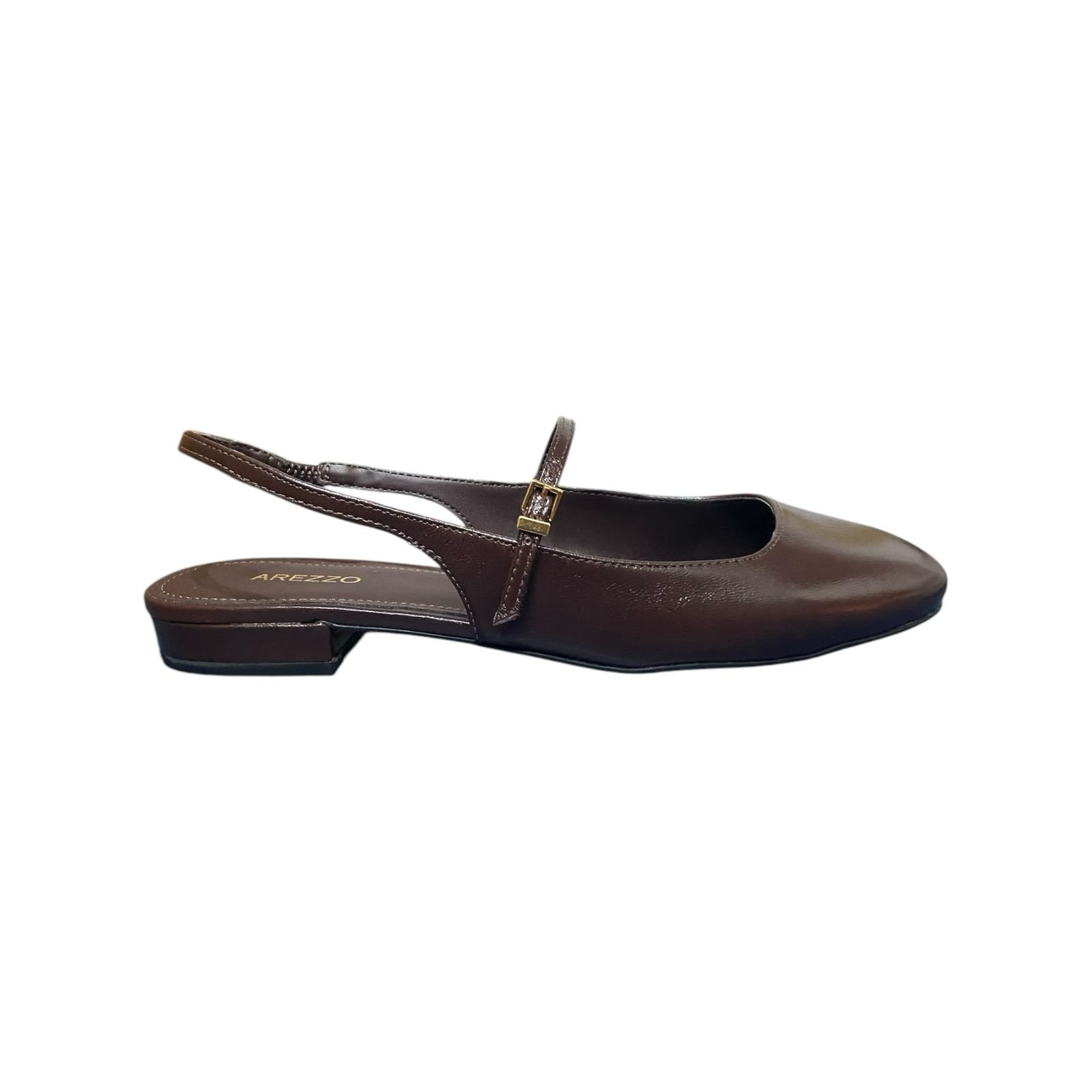 Sapatilha Feminina Arezzo Couro Slingback Marrom