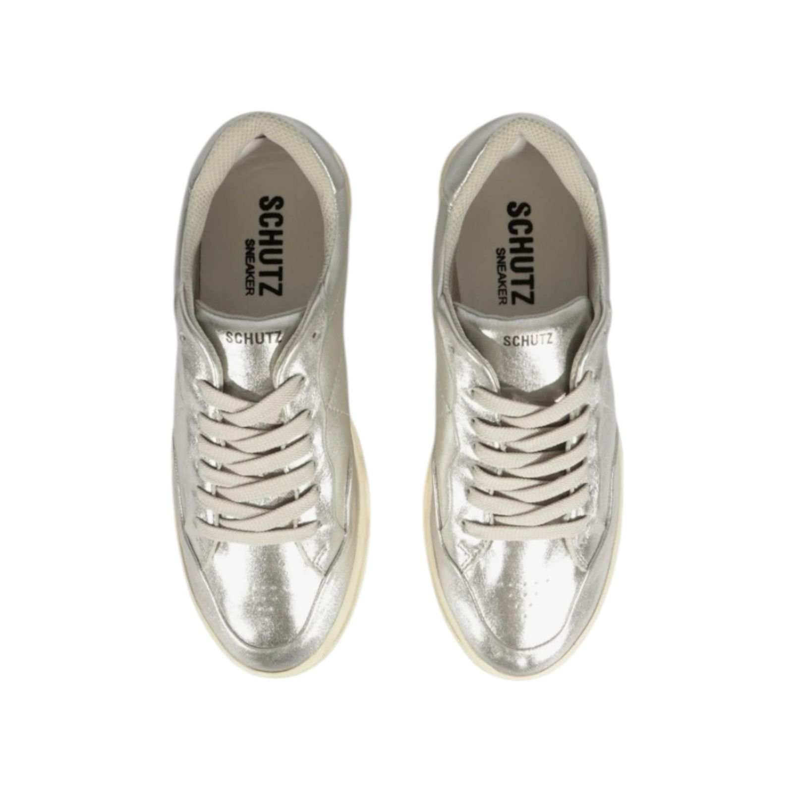Tenis Feminino Schutz Couro Casual Prata Prata 3