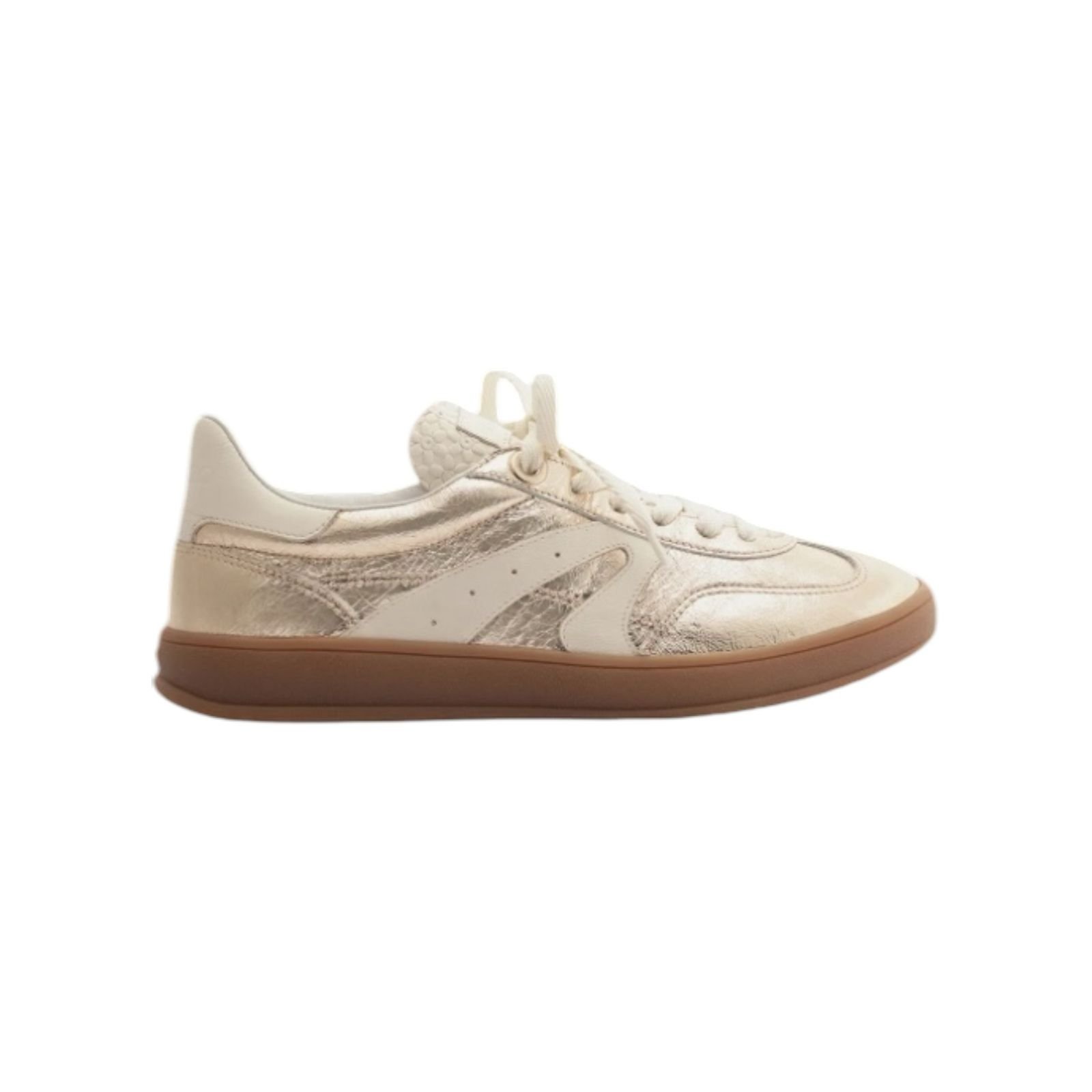 Tenis Feminino Arezzo Casual Couro Metalizado Retrô Dourado