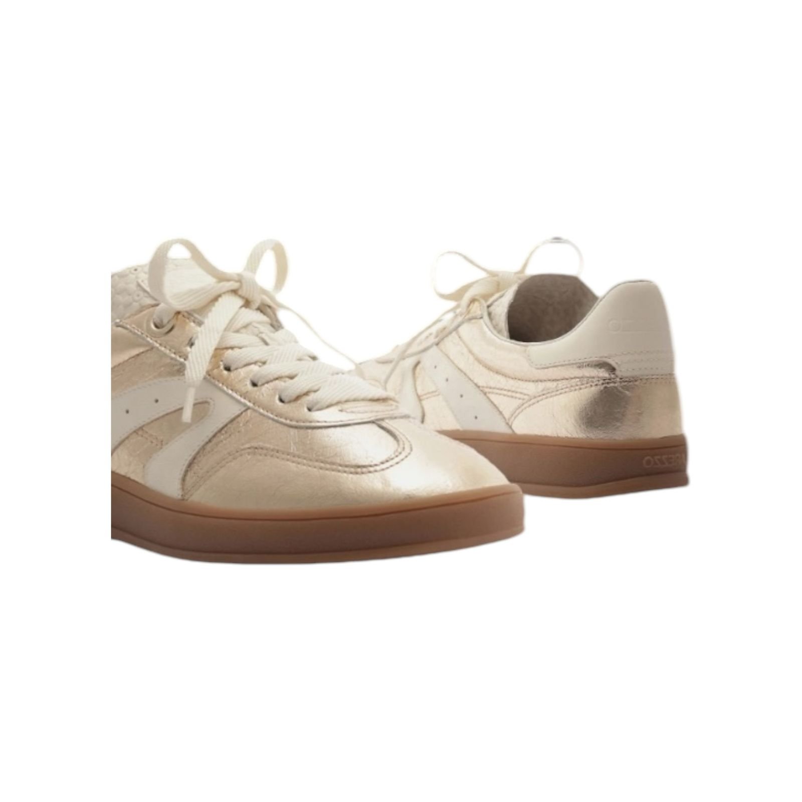 Tenis Feminino Arezzo Casual Couro Metalizado Retrô Dourado Dourado 4