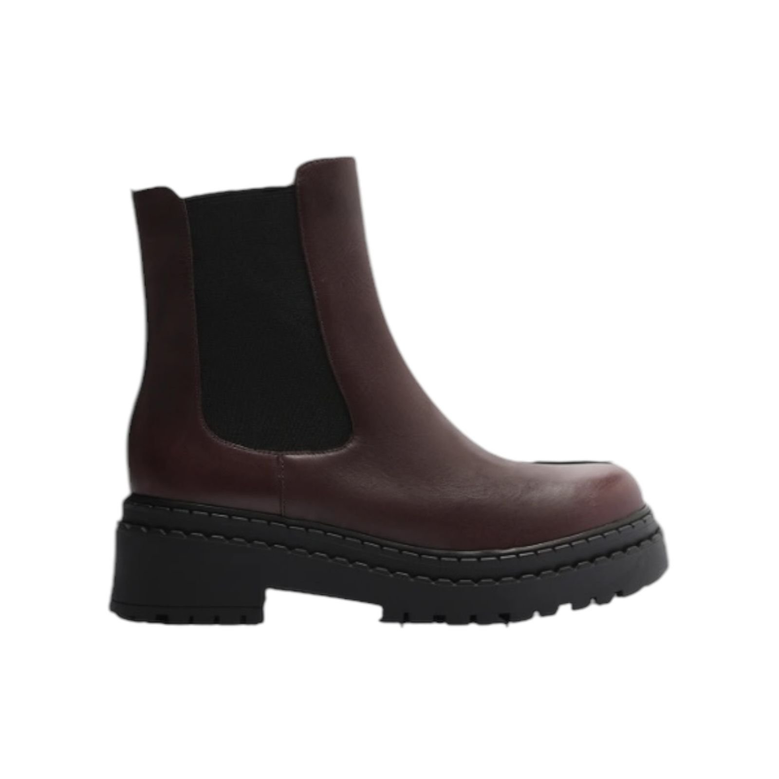 Bota Feminina Arezzo Couro Cano Curto Elastico Tratorada Café