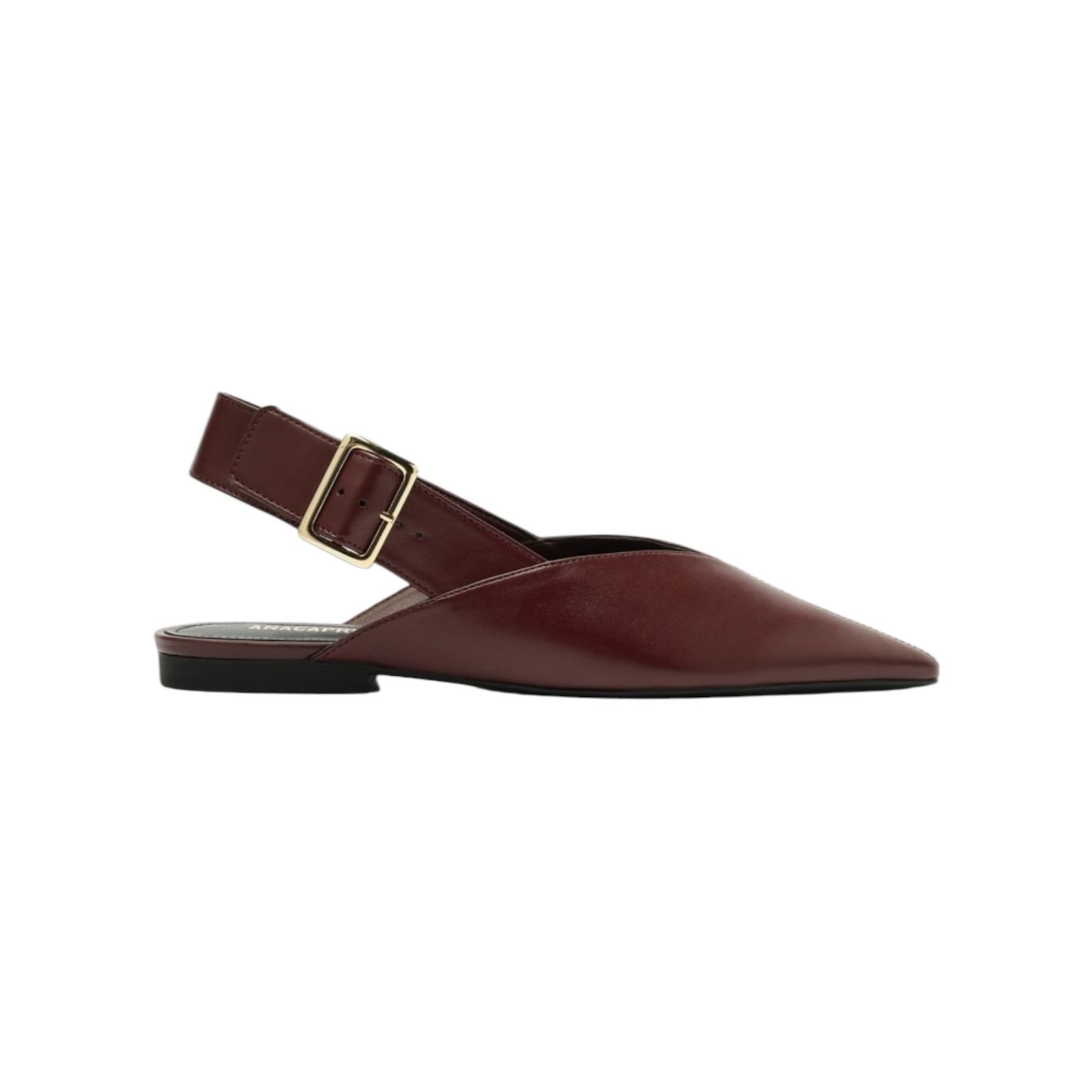 Sapatilha Feminina Anacapri Slingback Fivela Bico Fino Vinho