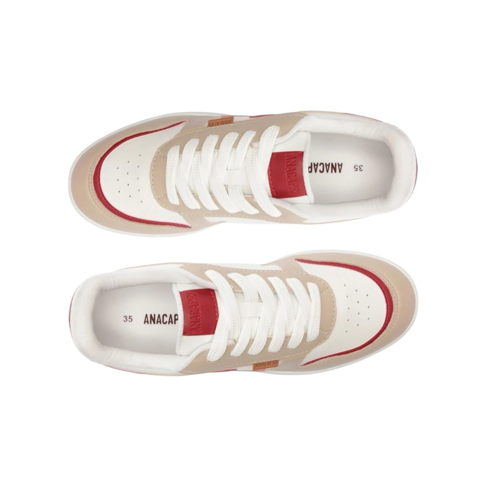 Tenis Feminino Anacapri Casual Street Recortes Emilie Bege Bege 4