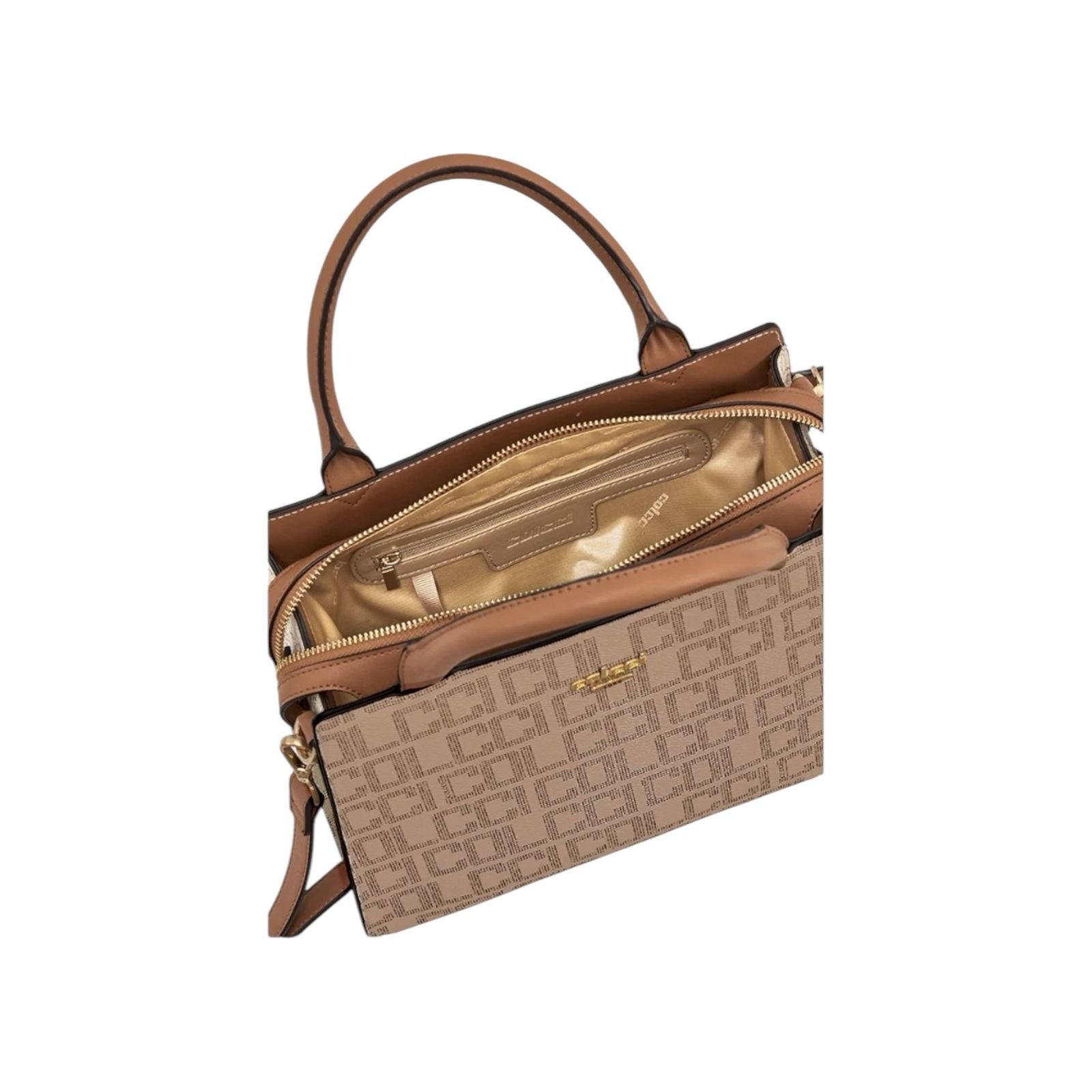 Bolsa Feminina Colcci Tote Monograma Alça Dupla Media Caramelo Caramelo 3