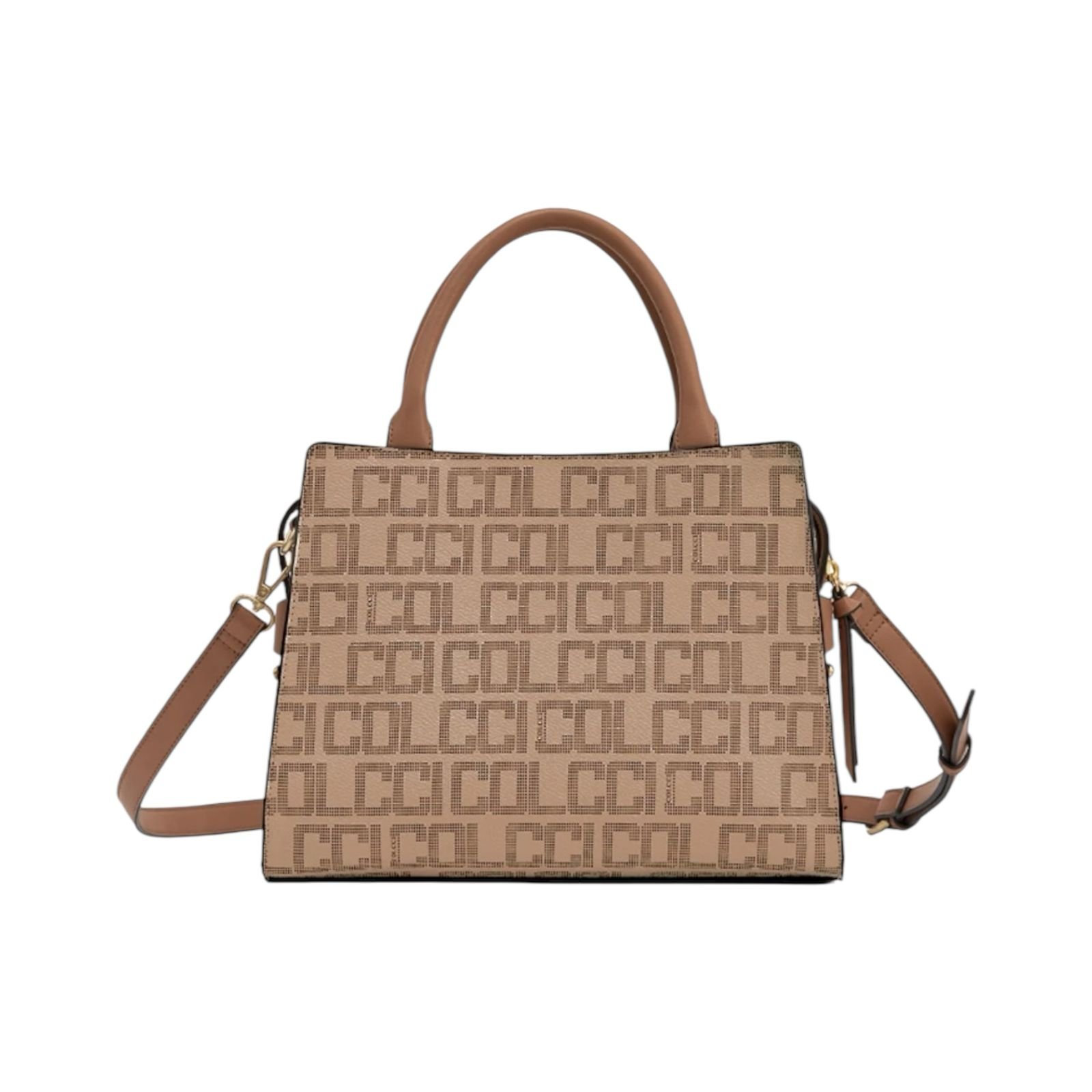 Bolsa Feminina Colcci Tote Monograma Alça Dupla Media Caramelo Caramelo 4