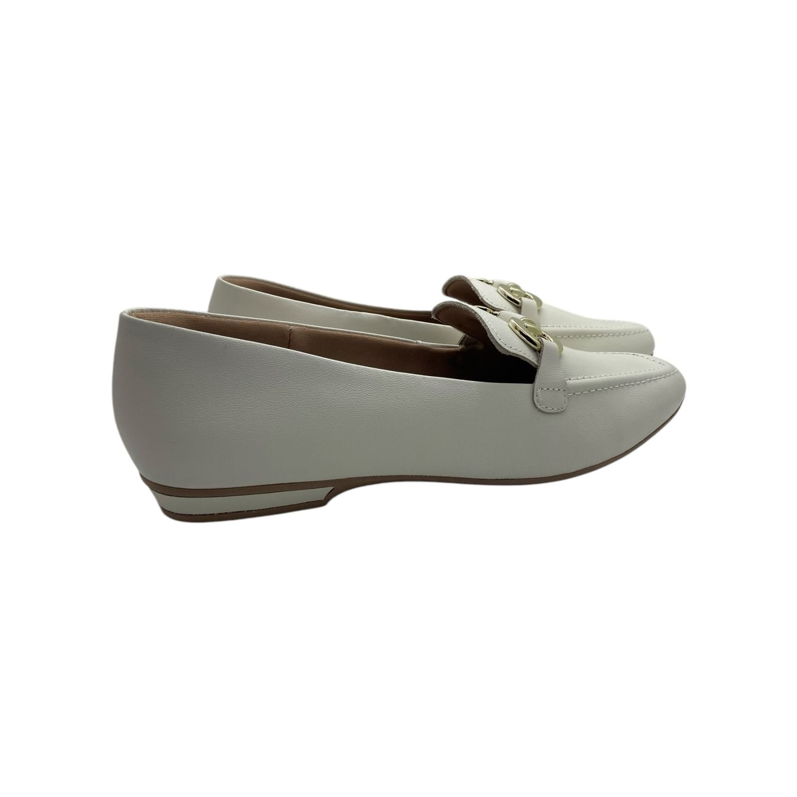 Mocassim Feminino Usaflex Loafer Couro Flatform Creme Creme 3