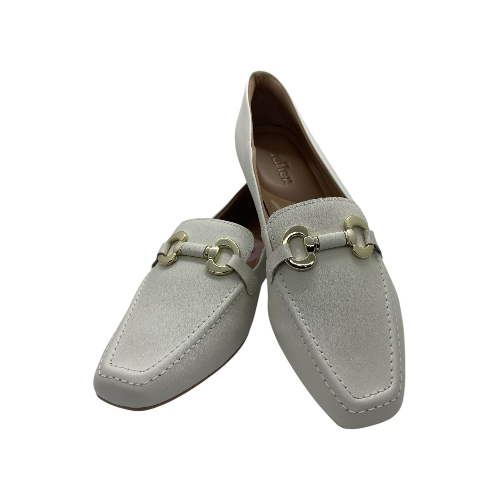 Mocassim Feminino Usaflex Loafer Couro Flatform Creme Creme 5